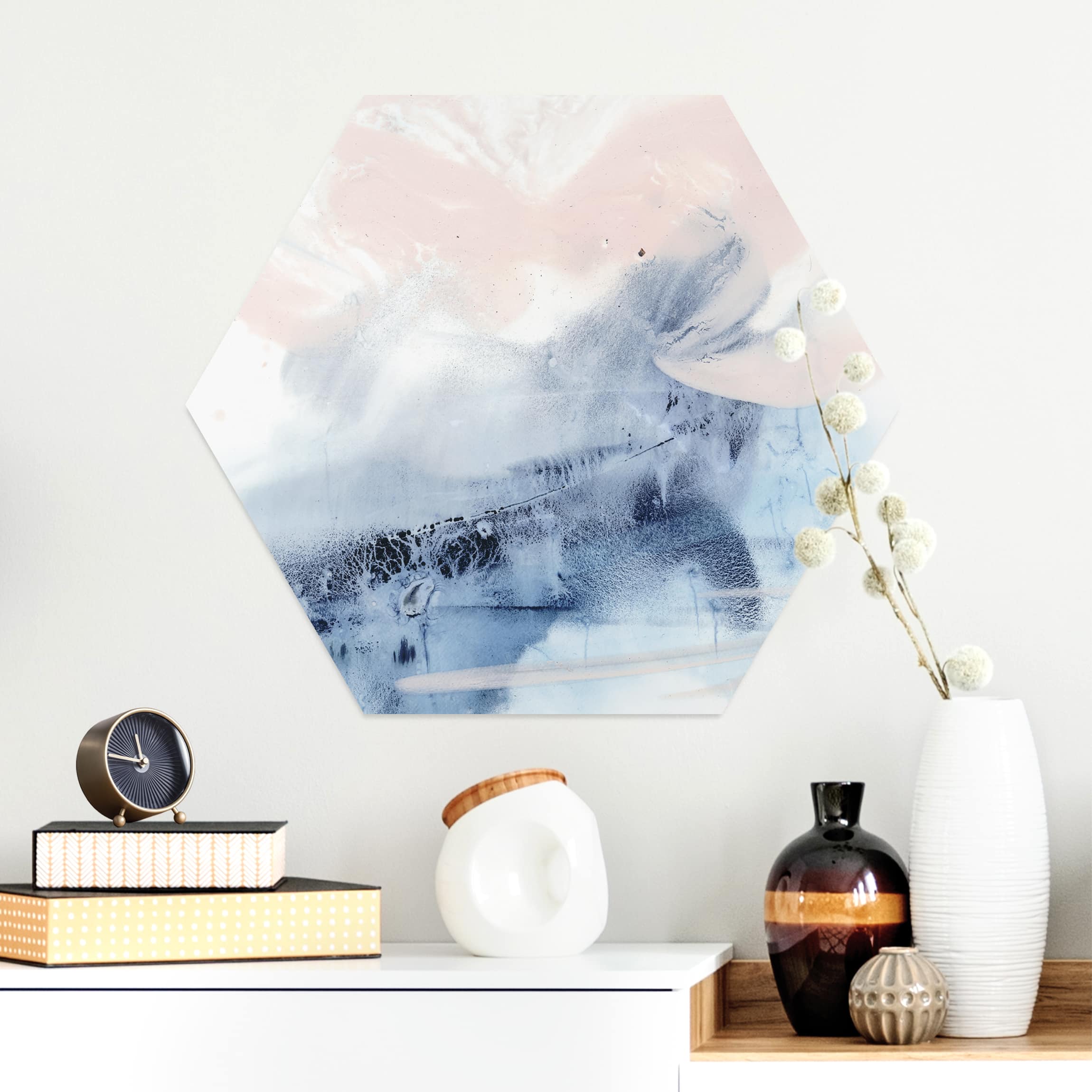 Hexagon-Alu-Dibond Bild Indigo & Rouge II