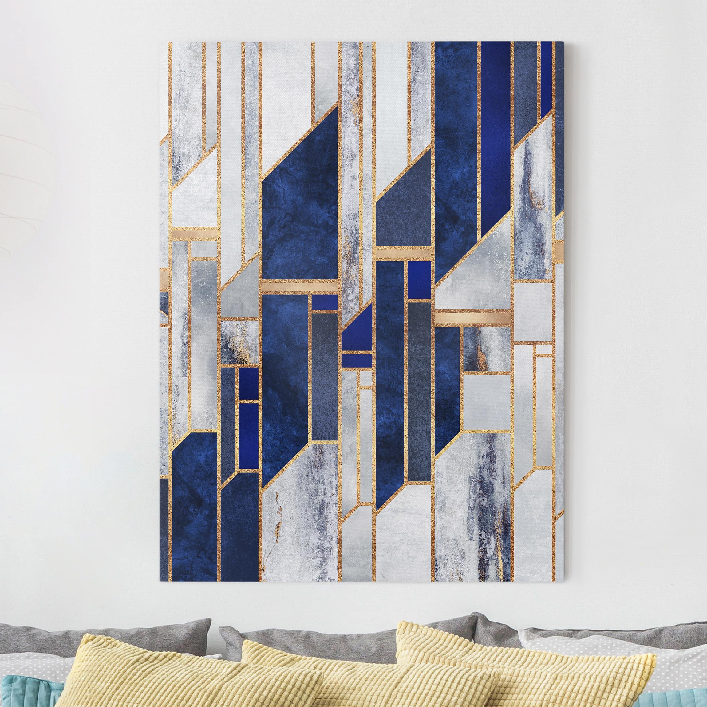 Leinwandbild - Hochformat Geometrische Formen mit Gold