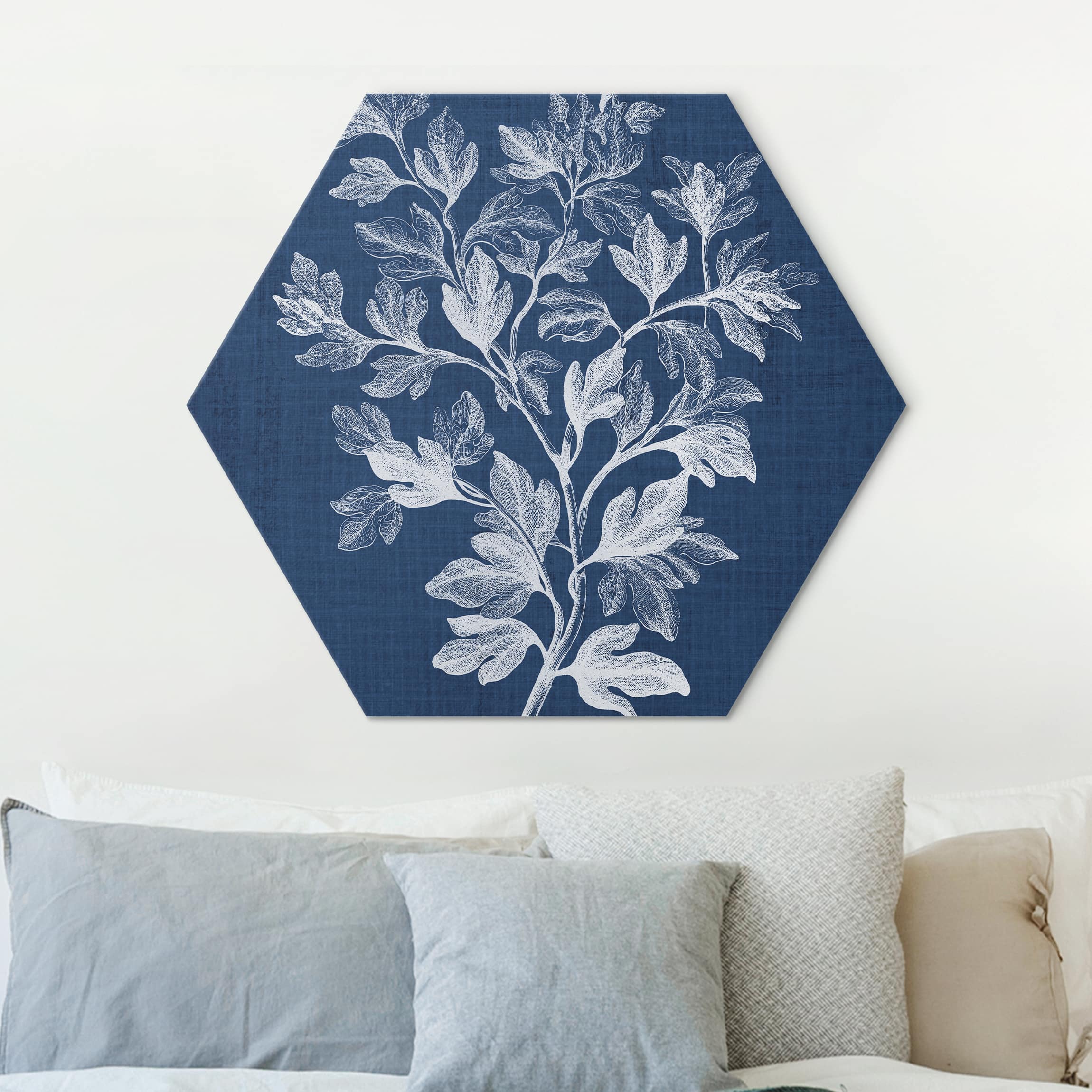Hexagon-Alu-Dibond Bild Denim Pflanzenstudie I