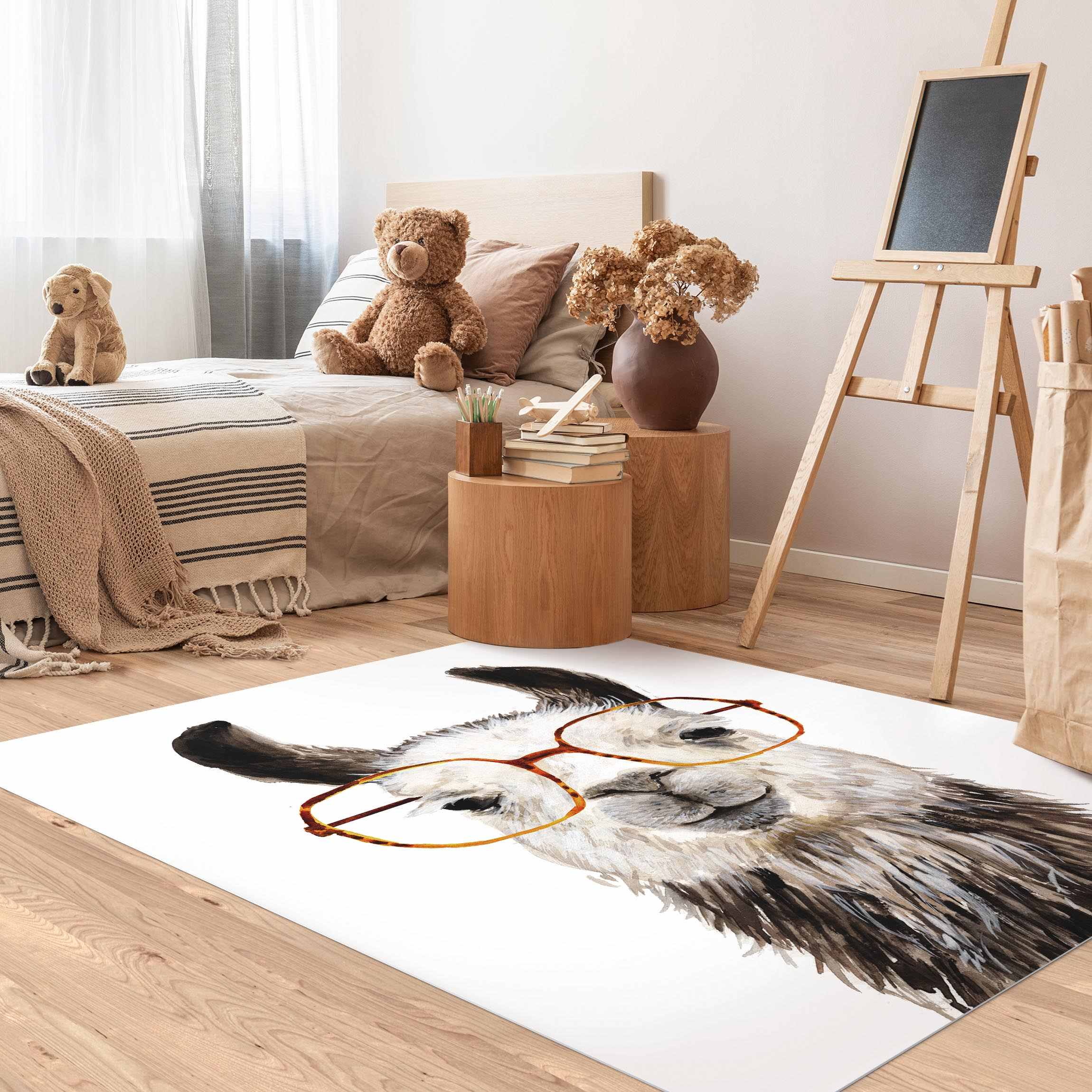 Vinylteppich Hippes Lama mit Brille IV