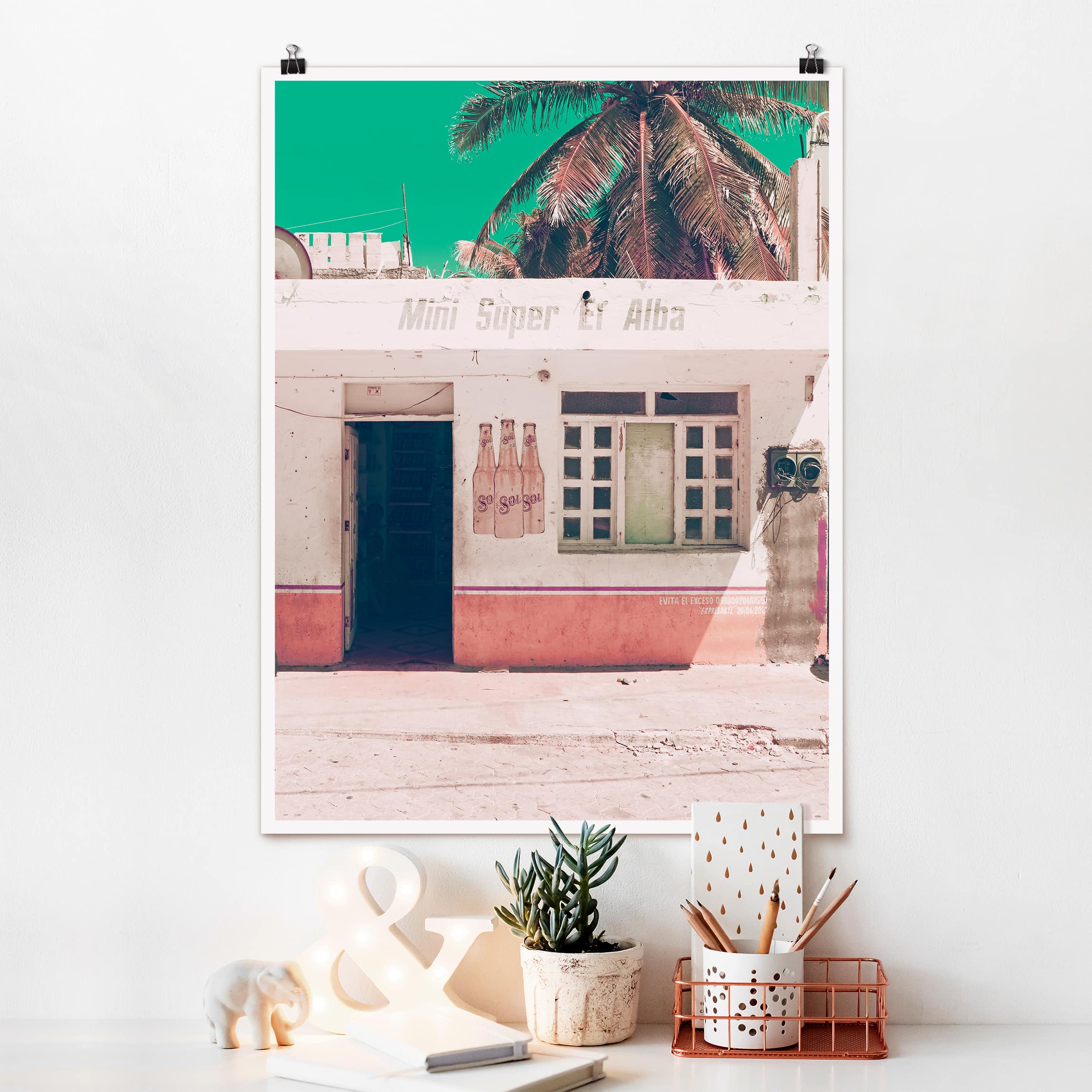 Poster - Hochformat Mini Supermarkt Vintage