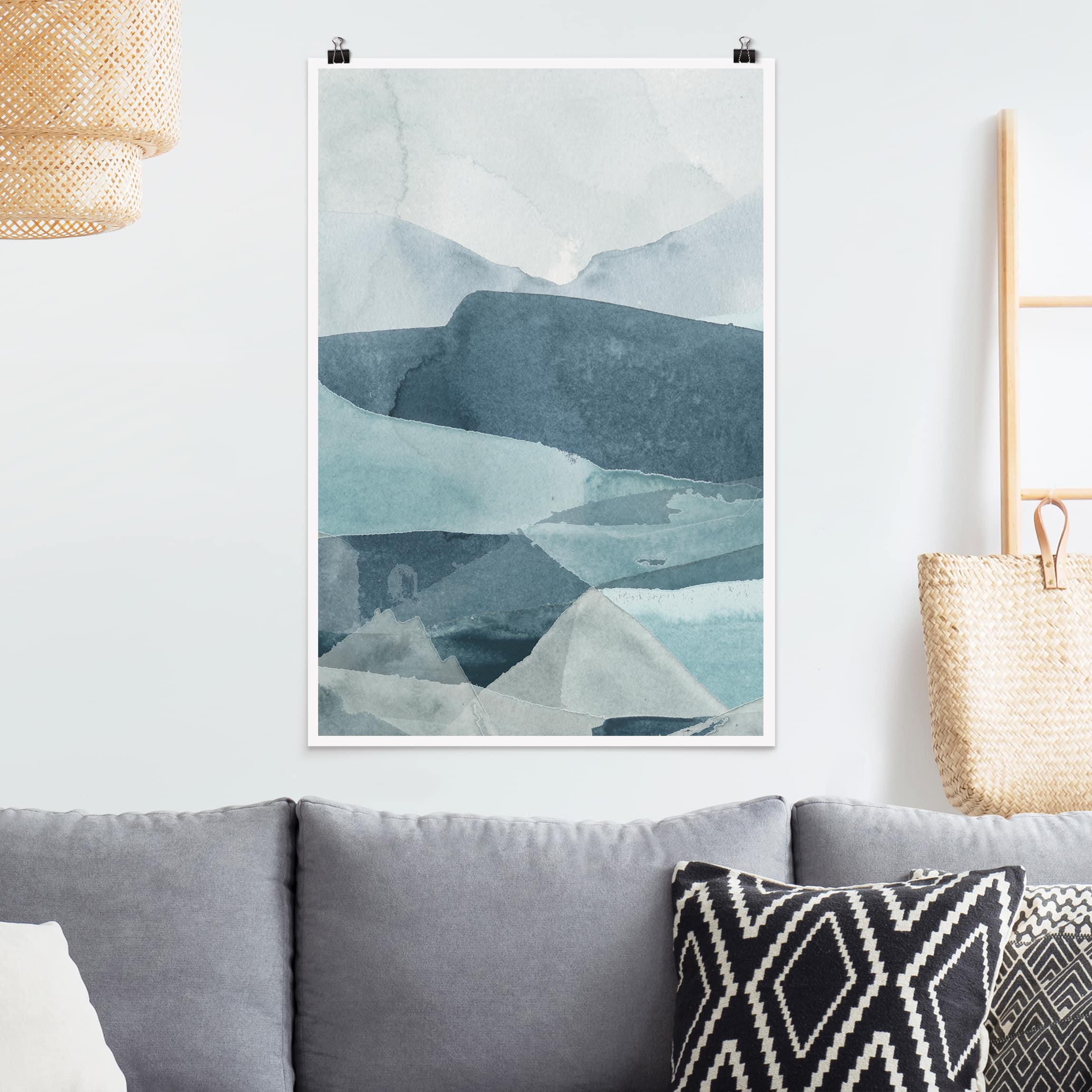 Poster - Hochformat Wogen in Blau IV