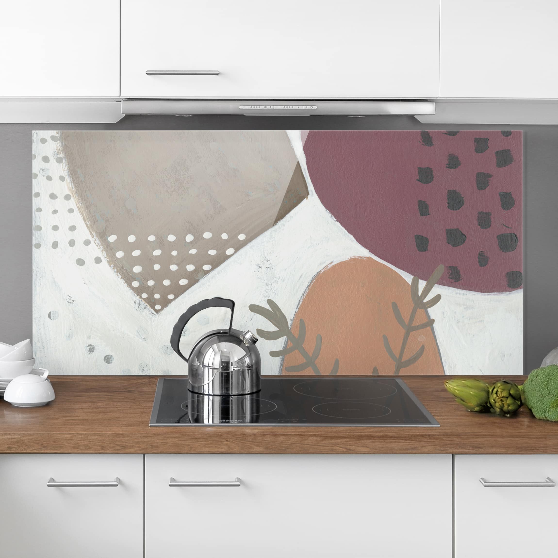 Glas Spritzschutz - Querformat 2:1 Karneval der Formen in Lachs II