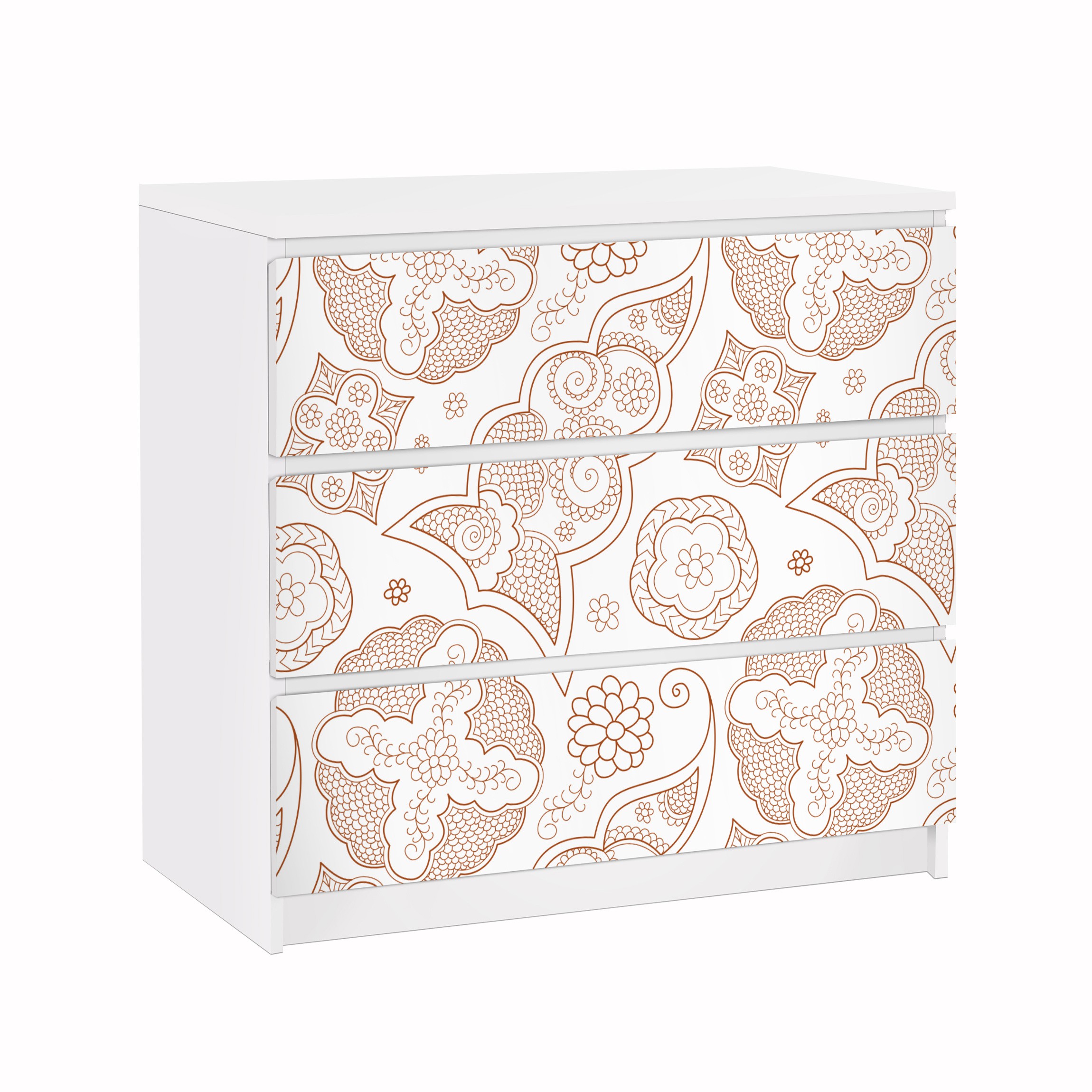 Möbelfolie für IKEA Malm Kommode 3 Schubladen Henna Grafik