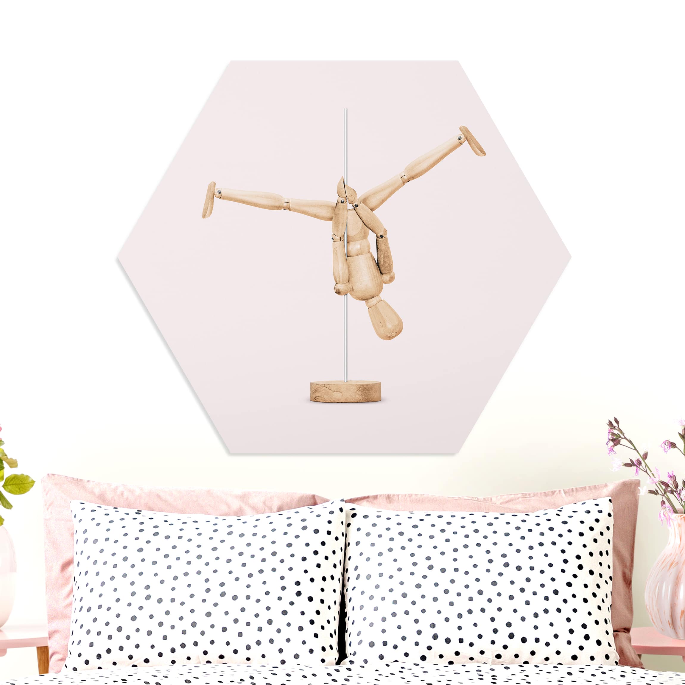 Hexagon-Forexbild Poledance mit Holzfigur