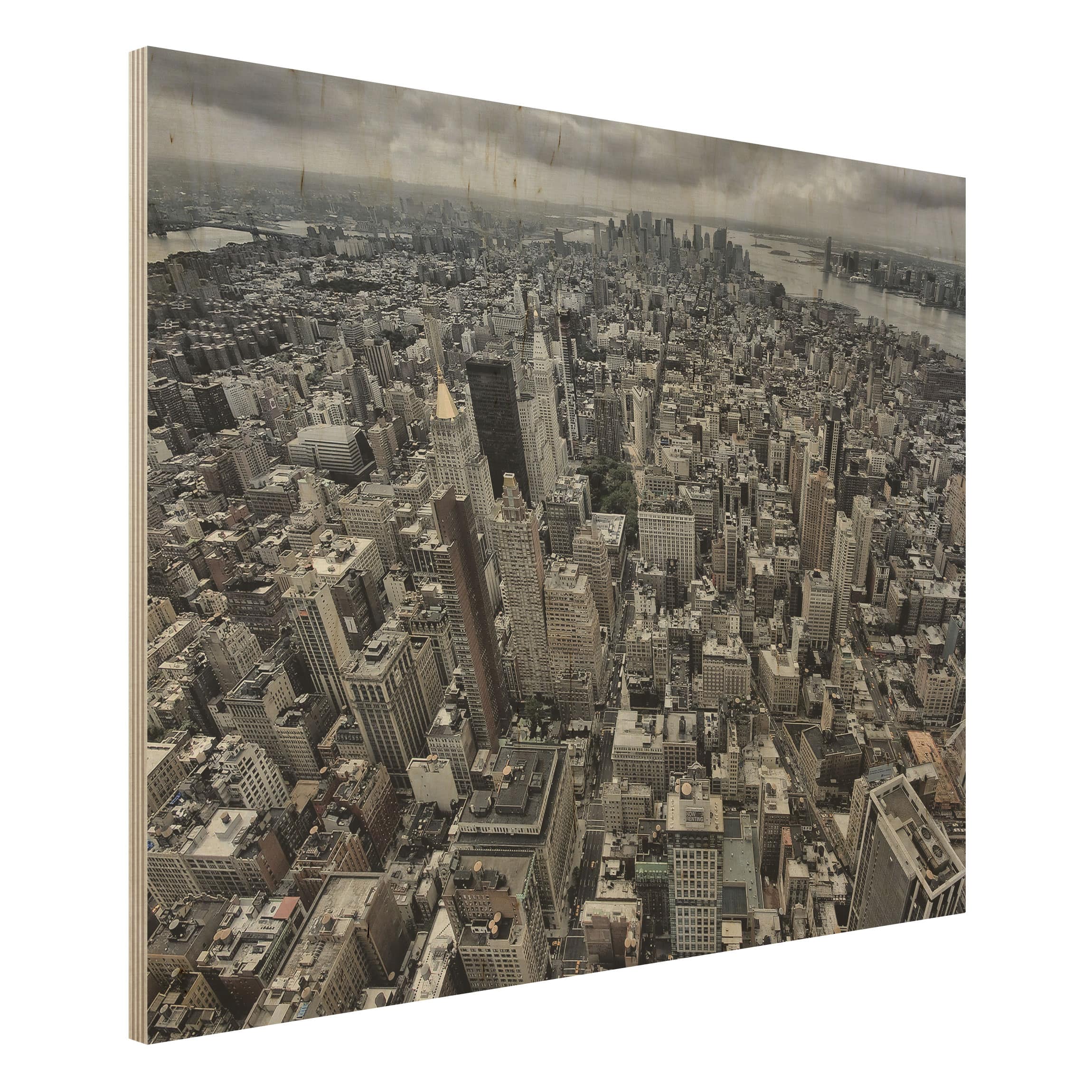 Holzbild - Querformat 4:3 Blick über Manhattan