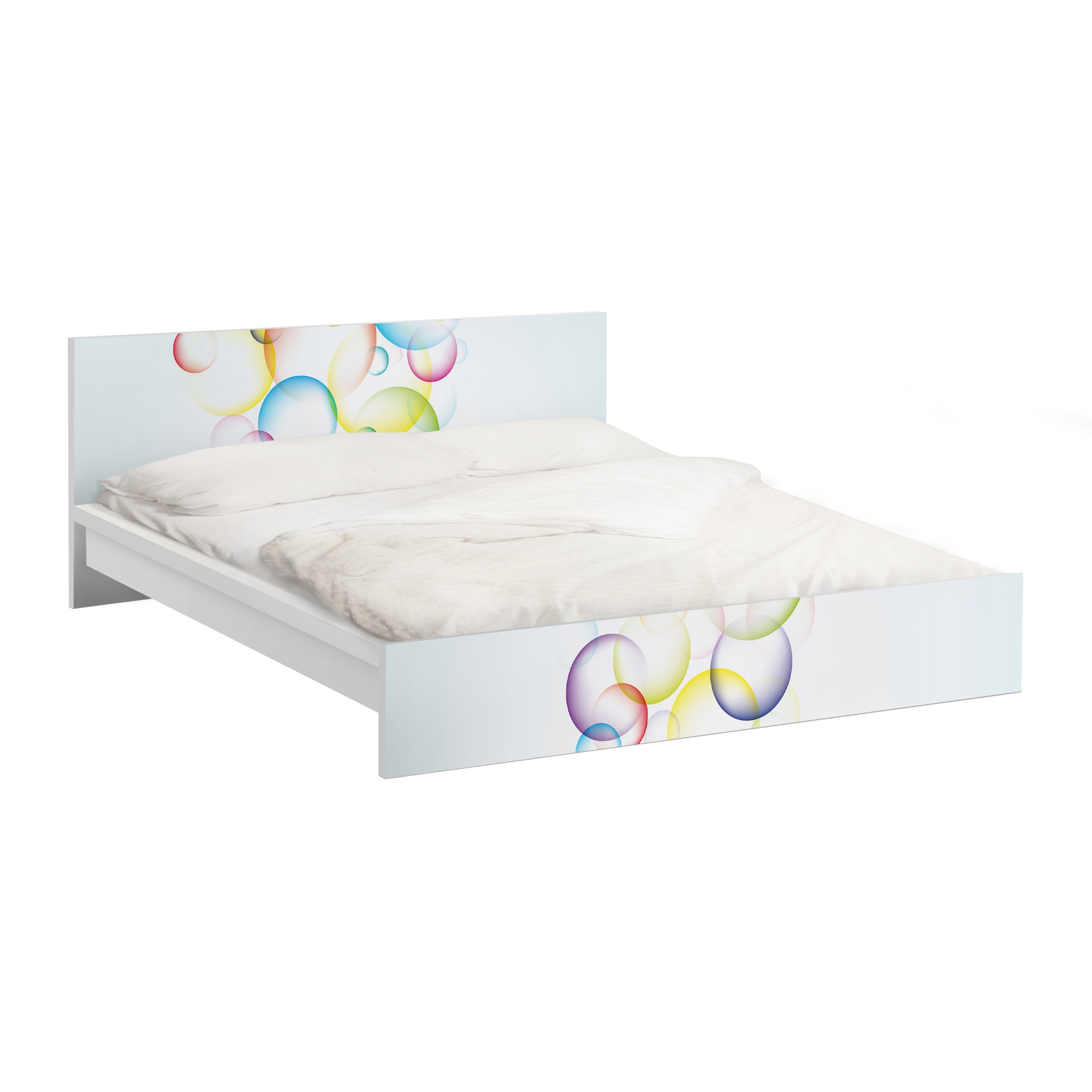 Möbelfolie für IKEA Malm Bett 180 cm Breite Rainbow Bubbles