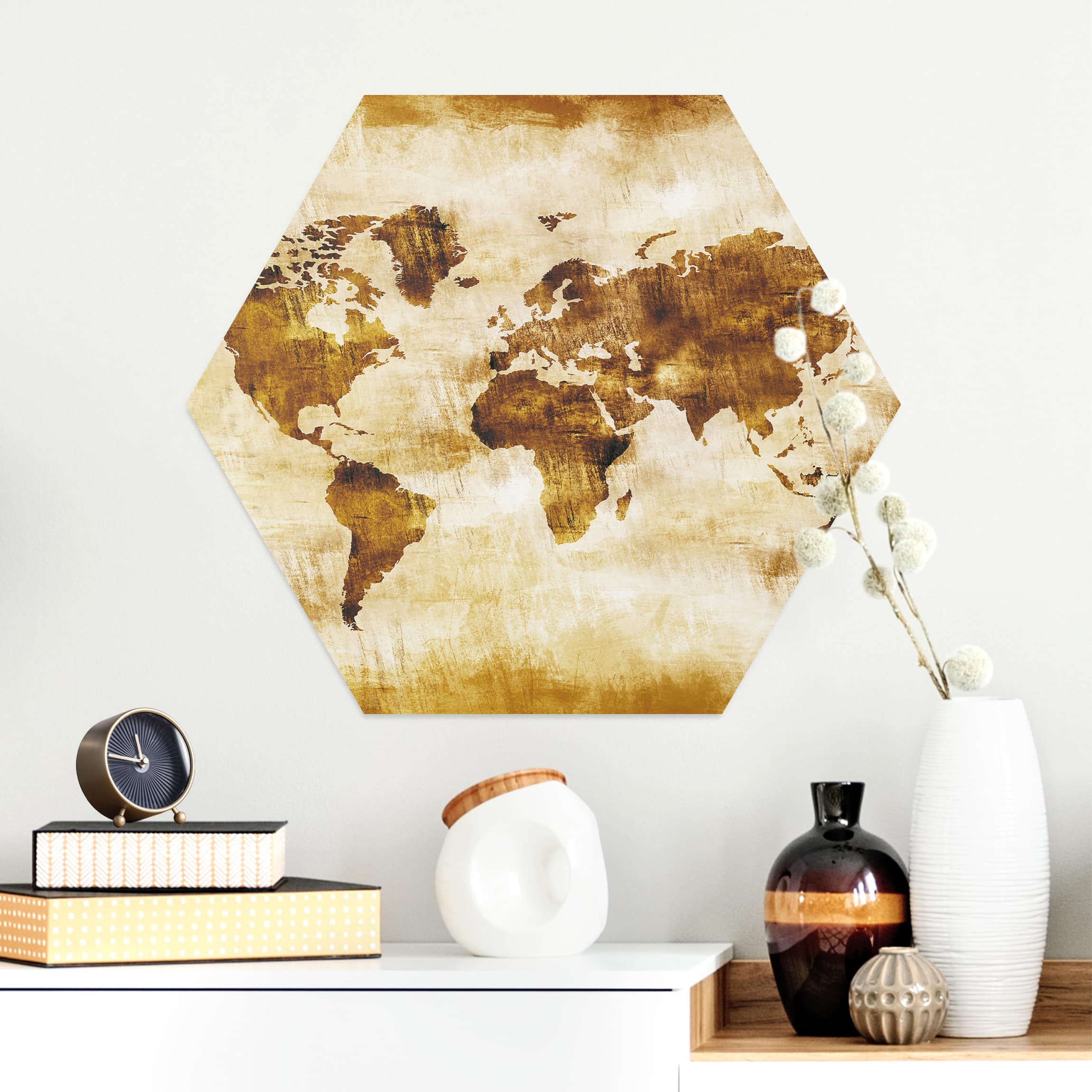 Hexagon-Alu-Dibond Bild No.CG75 Map of the World