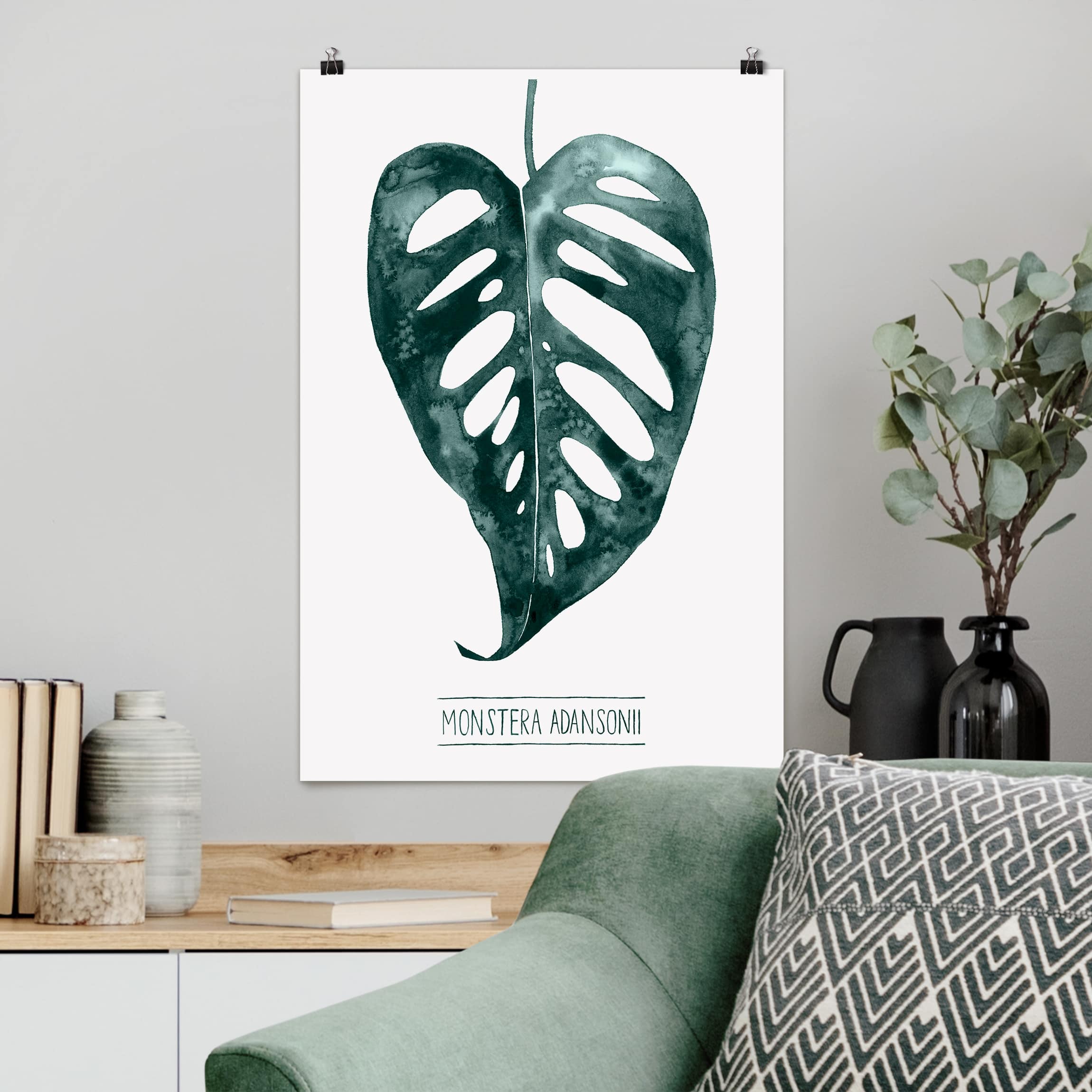 Poster - Hochformat Smaragdgrüne Monstera Adansonii