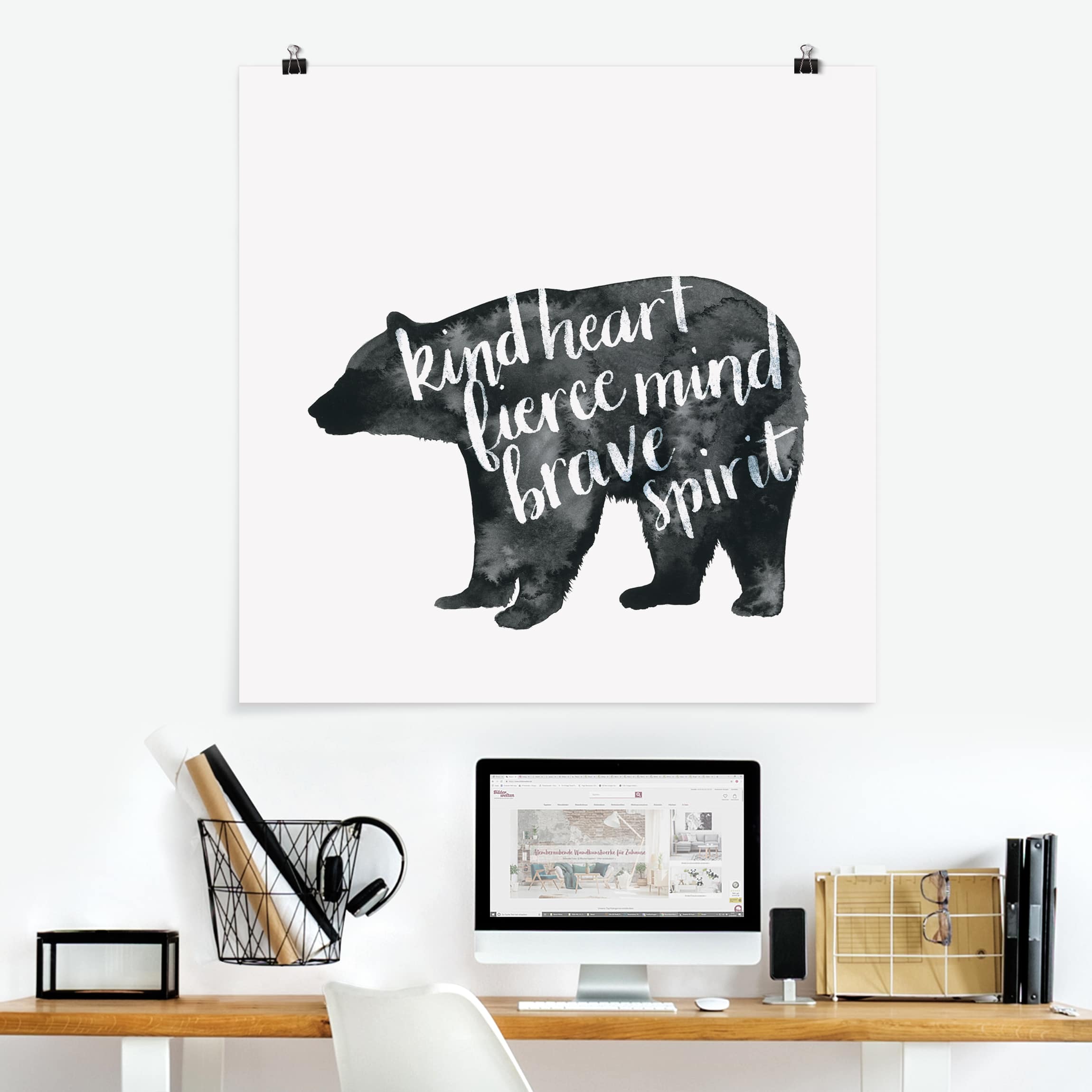Poster - Quadrat Tiere mit Weisheit - Bär