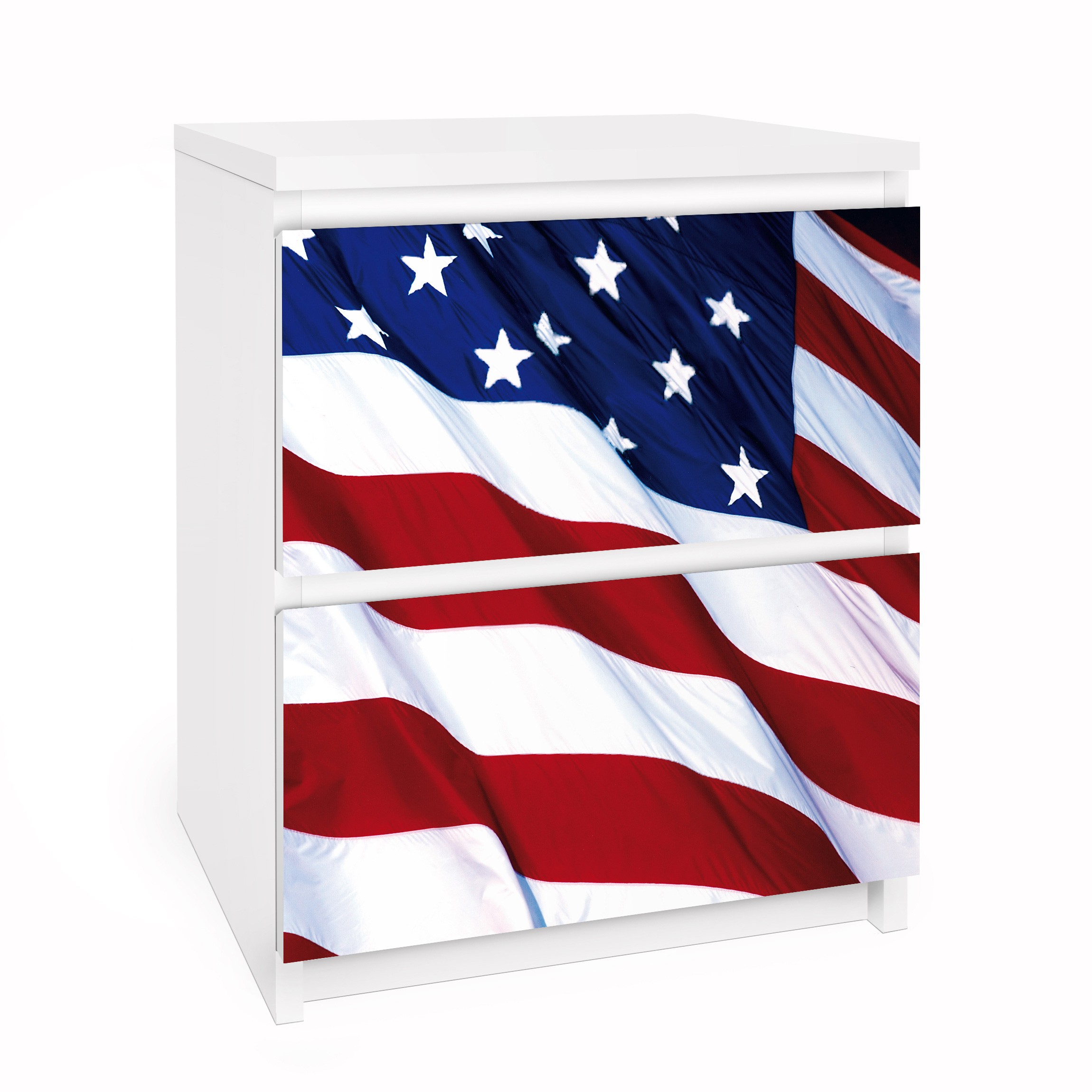 Möbelfolie für IKEA Malm Kommode 2 Schubladen Stars and Stripes