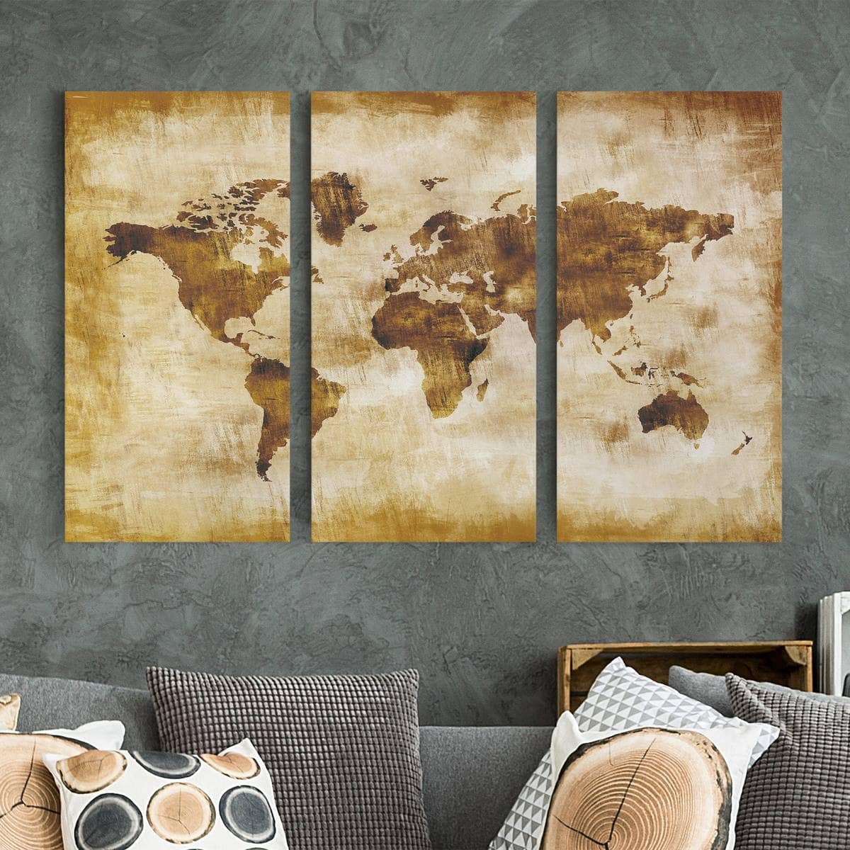 3-teiliges Leinwandbild Weltkarte Map of the world