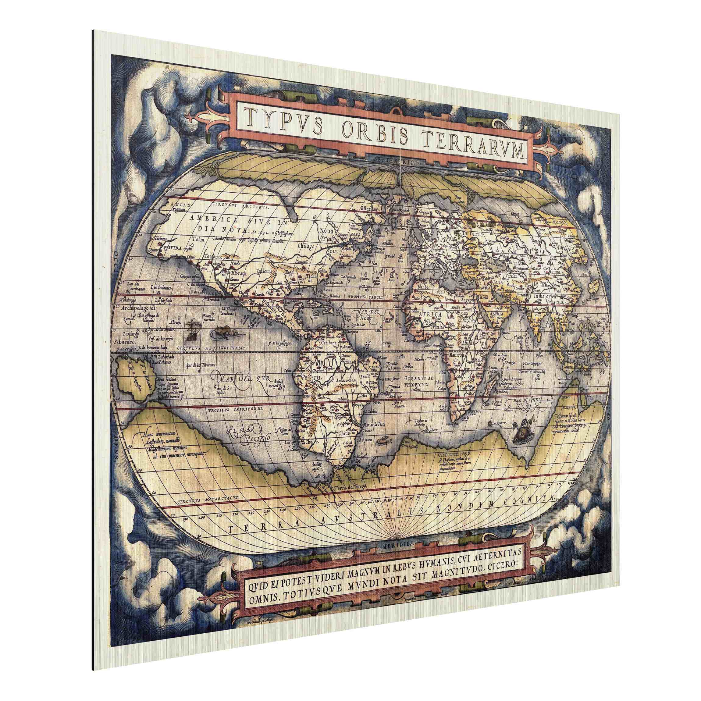Alu-Dibond Outdoor Bild Historische Weltkarte Typus Orbis Terrarum