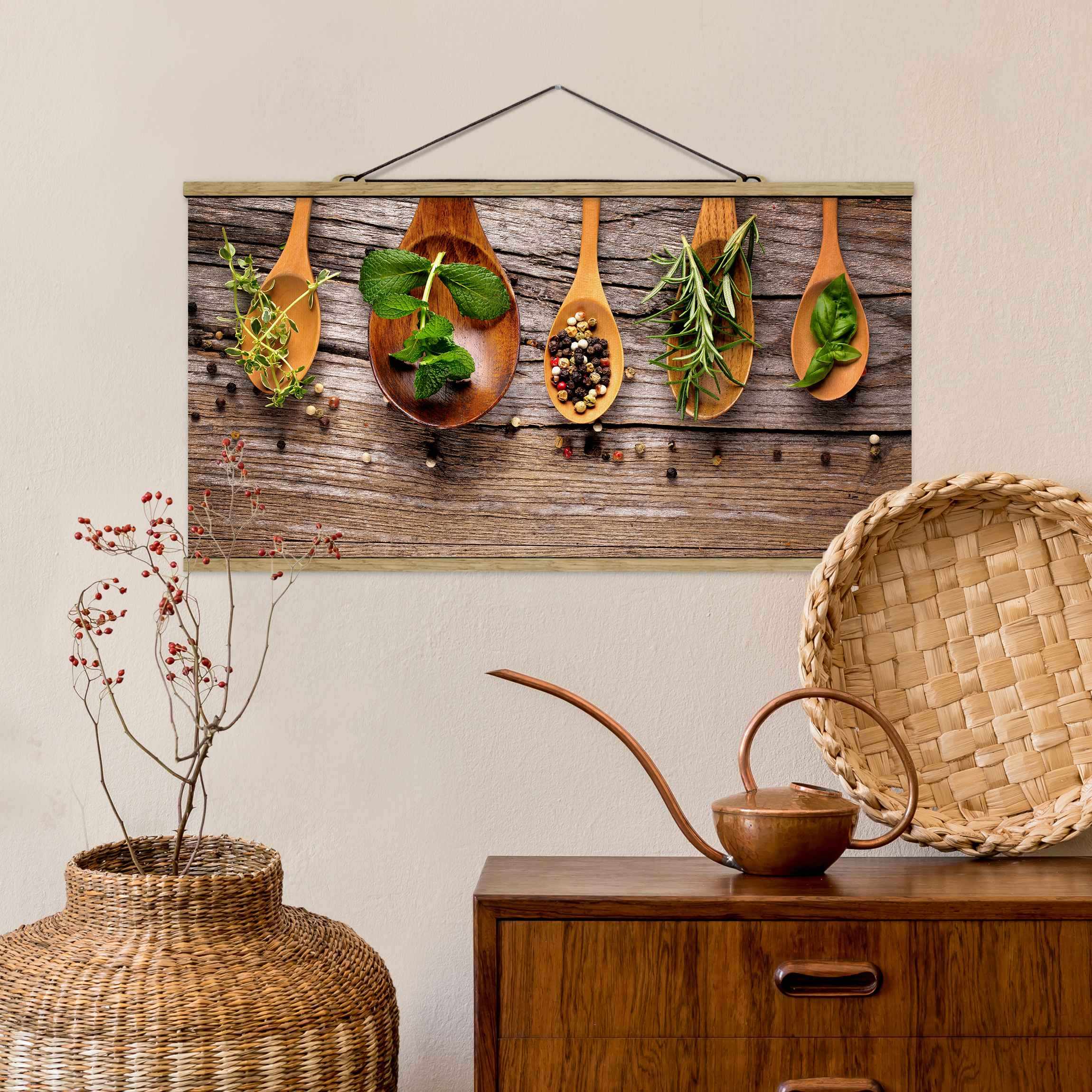 Stoffbild - Querformat Kräuter und Gewürze