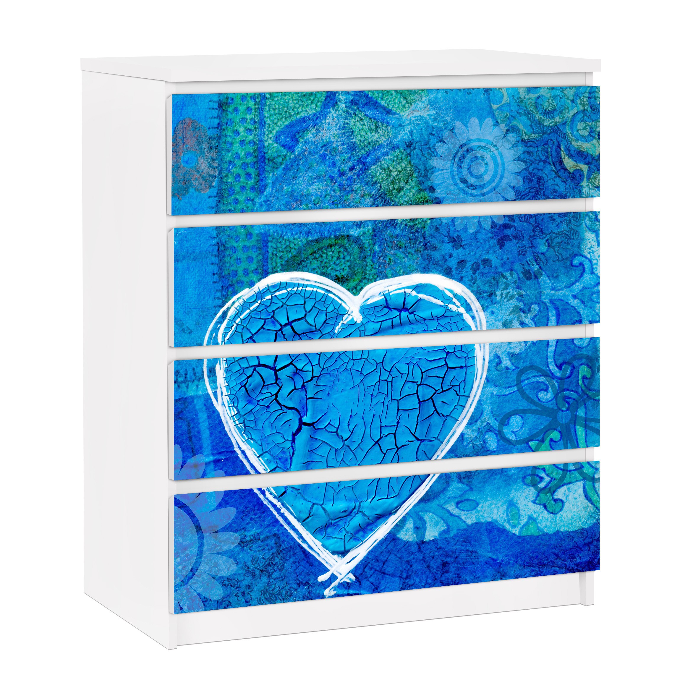Möbelfolie für IKEA Malm Kommode 4 Schubladen Terra Azura