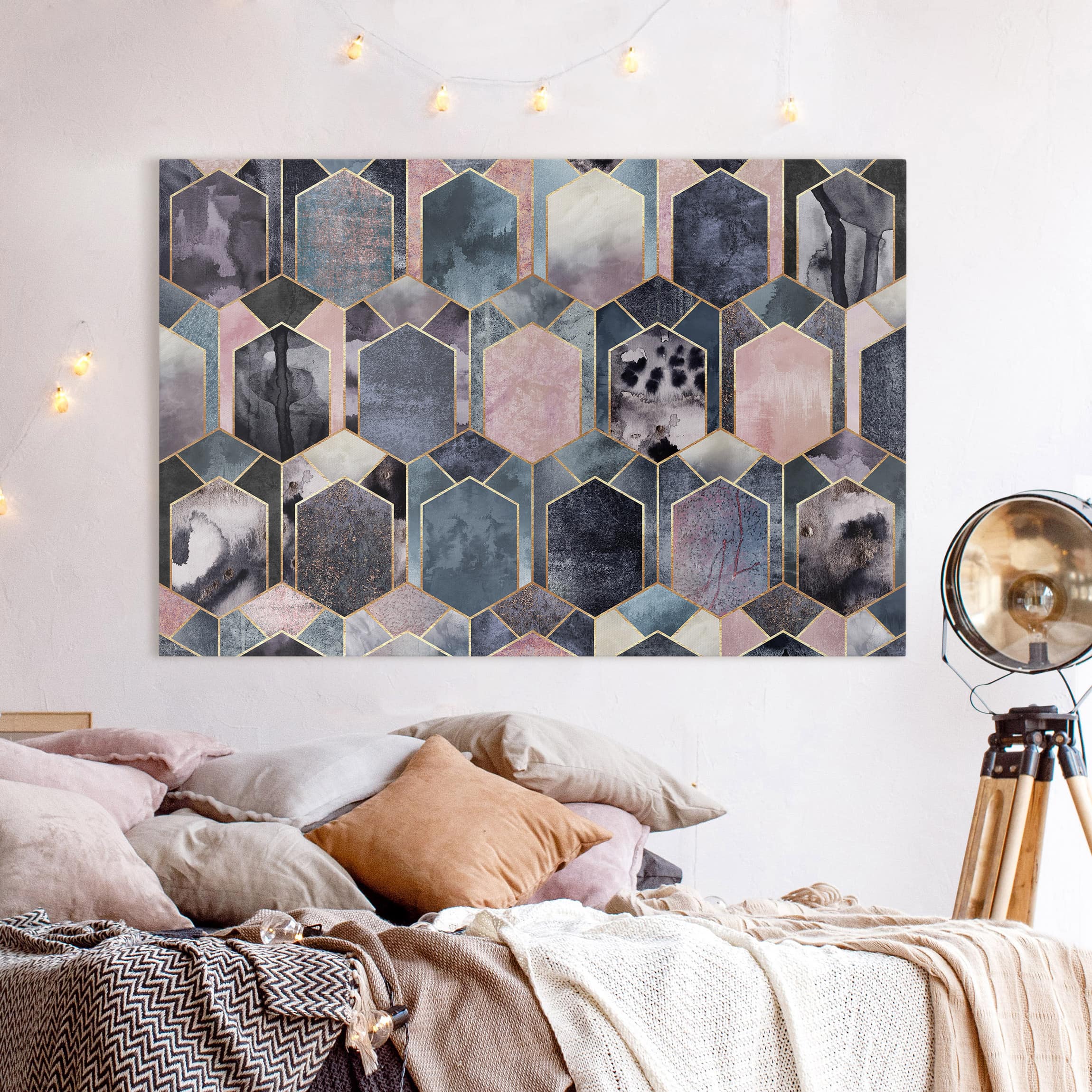 Leinwandbild - Querformat Art Deco Marmor Gold