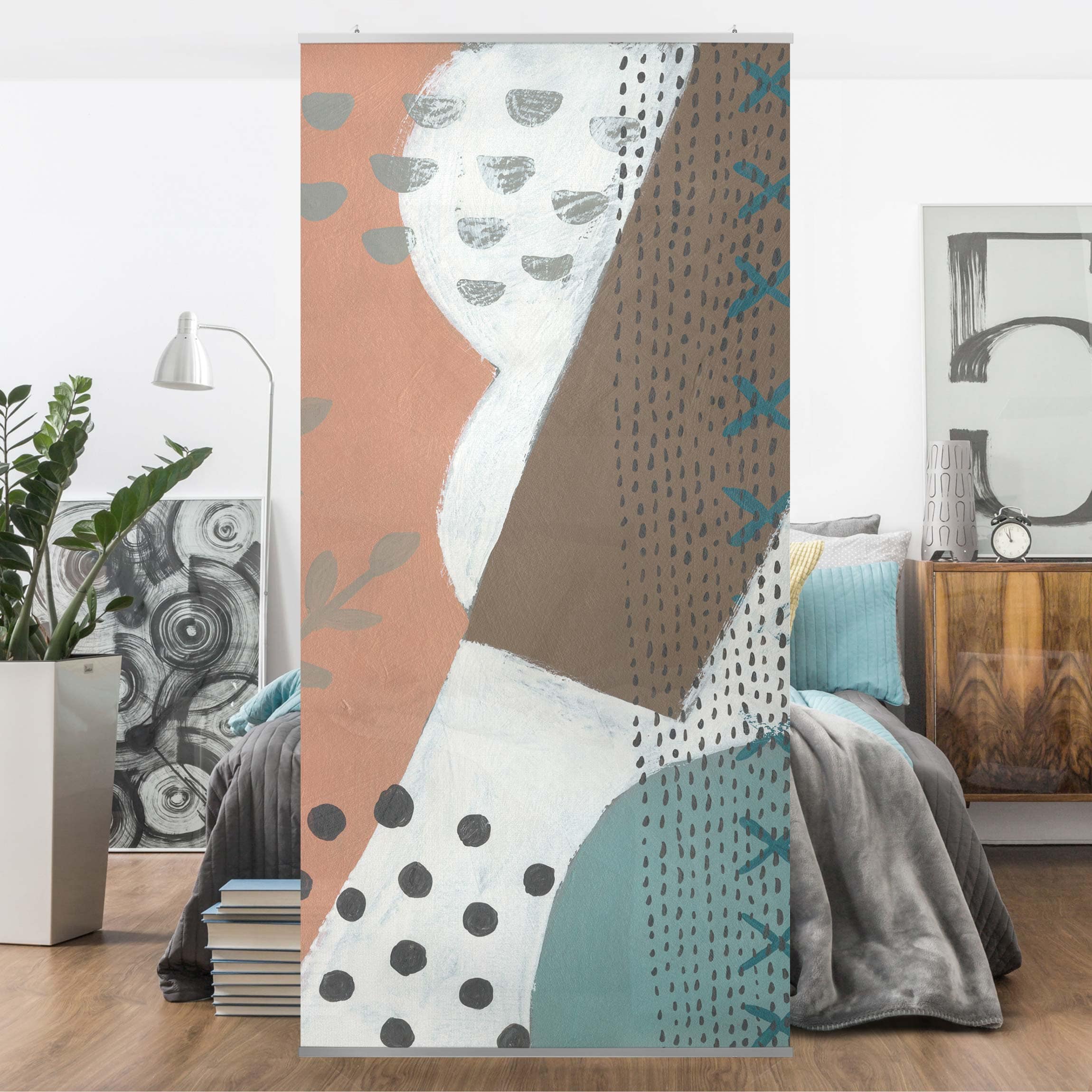 Raumteiler Karneval der Formen in Lachs I