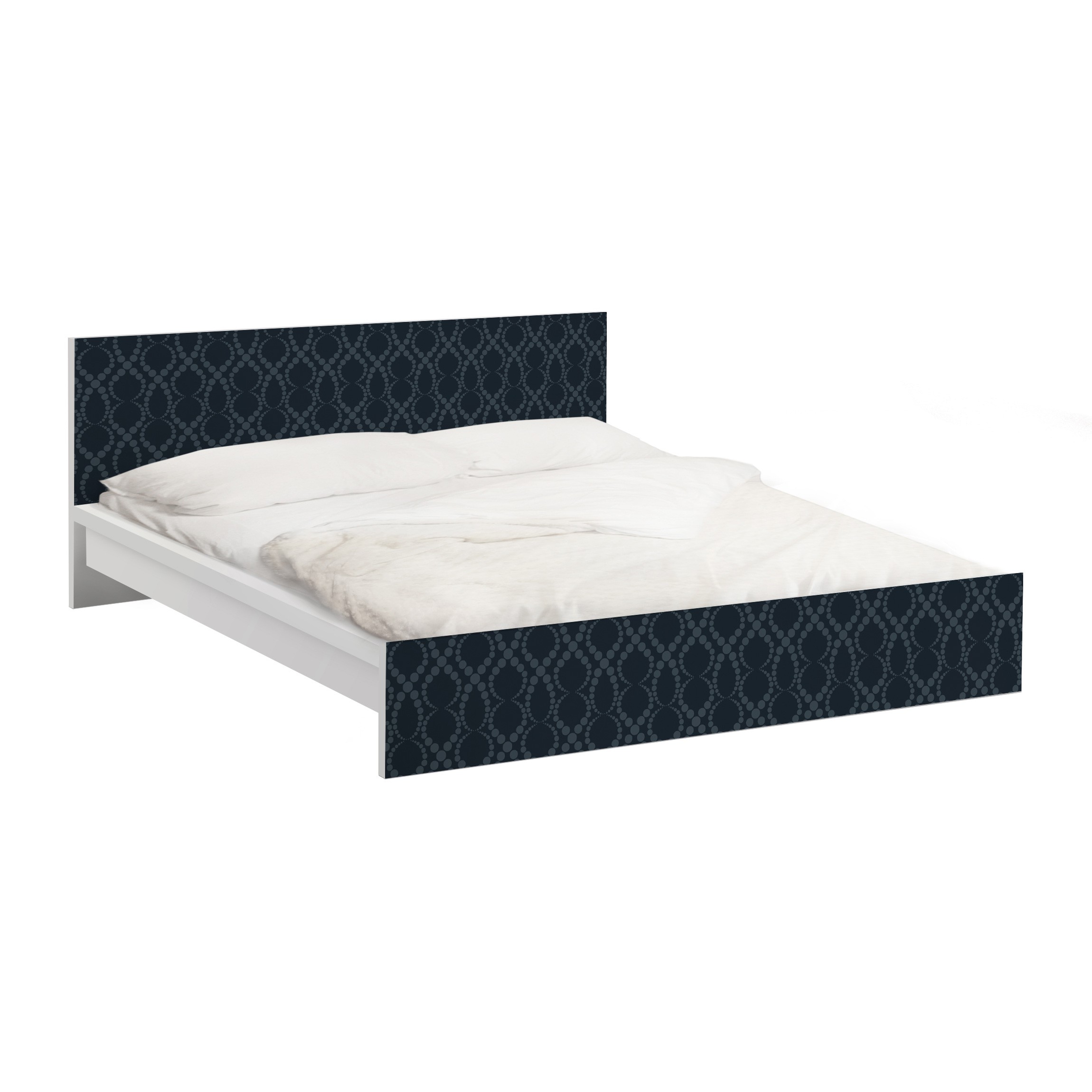 Möbelfolie für IKEA Malm Bett 140 cm Breite Schwarze Perlen Ornament