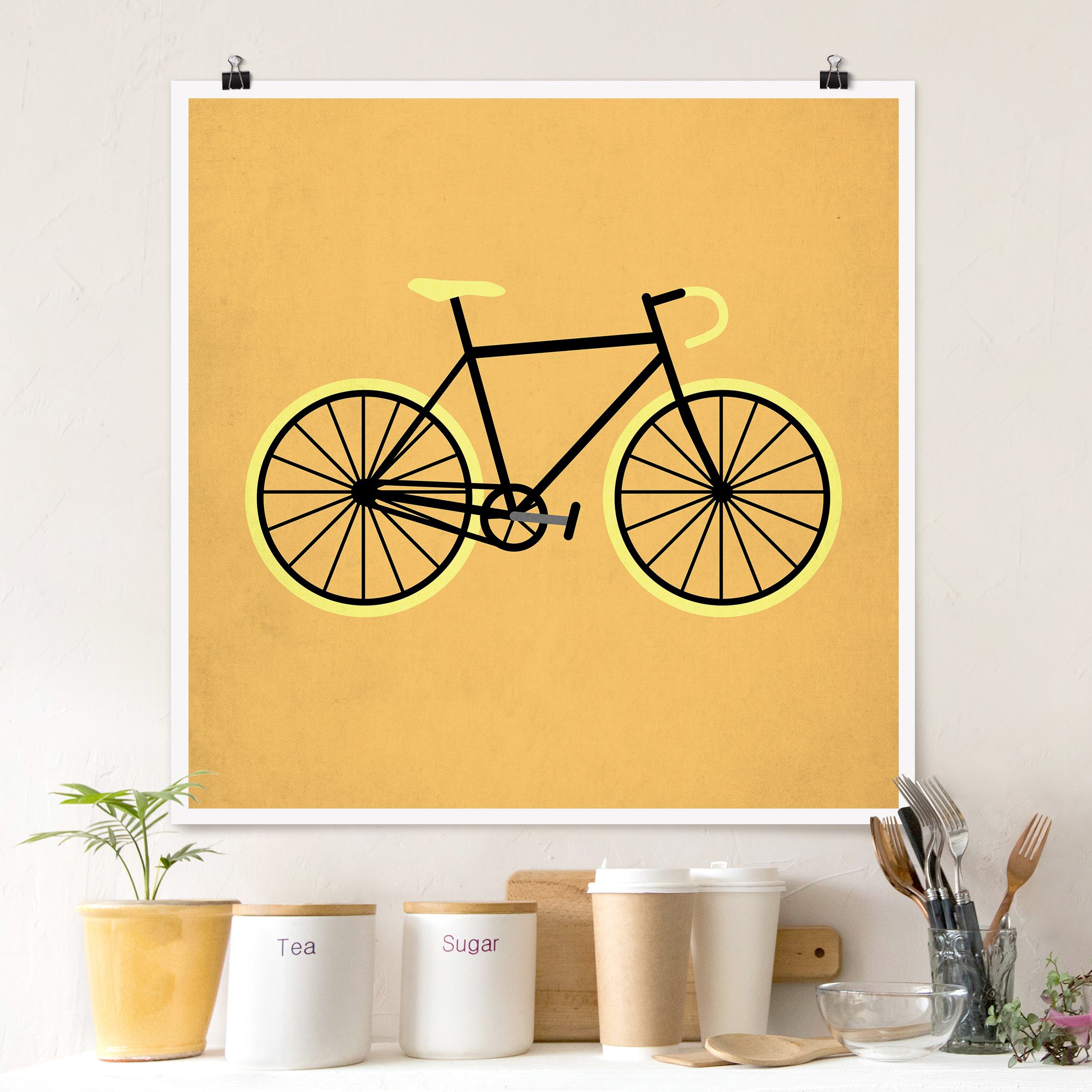 Poster Fahrrad in Gelb
