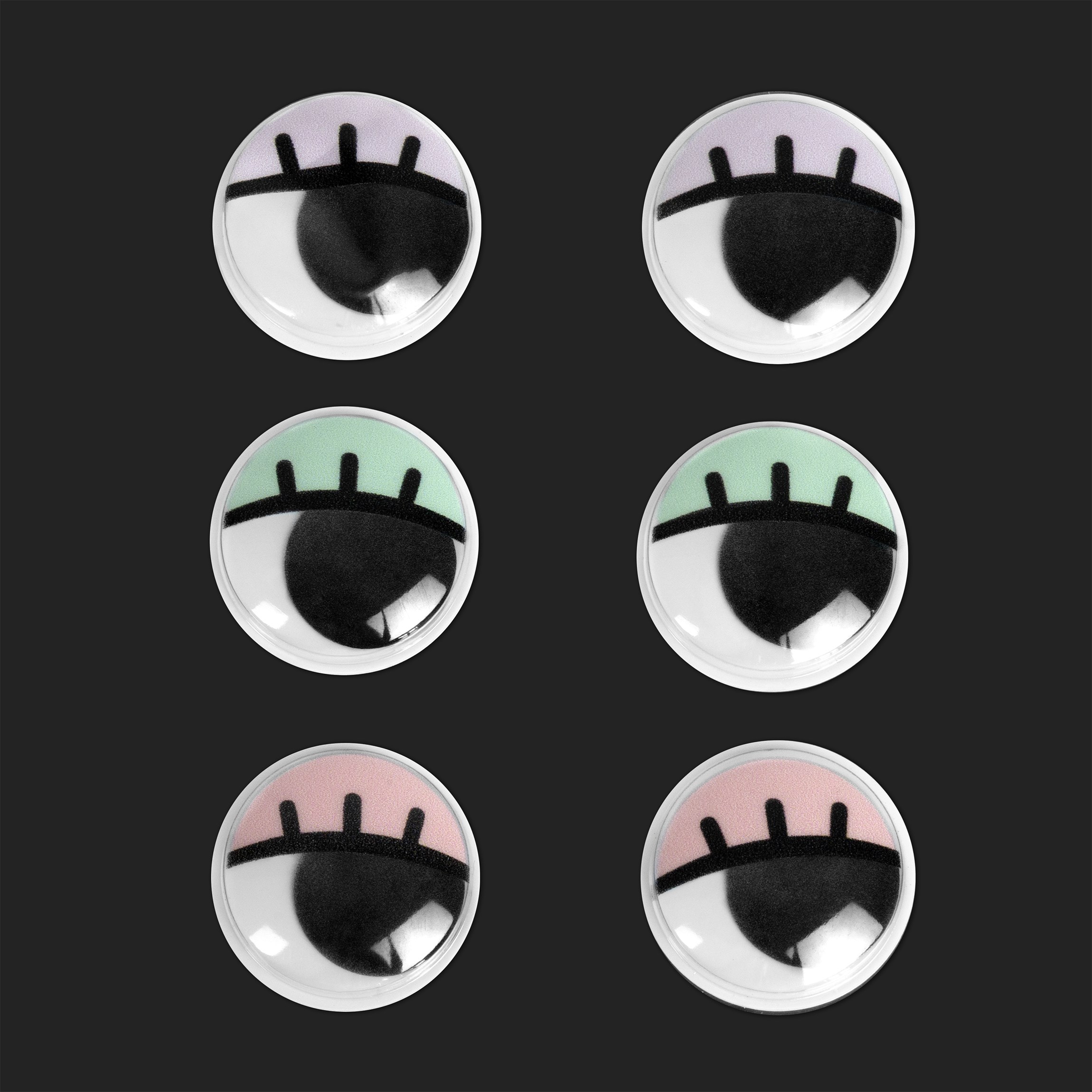 Zubehör 6 x Wackelaugen mit Wimpern selbstklebend