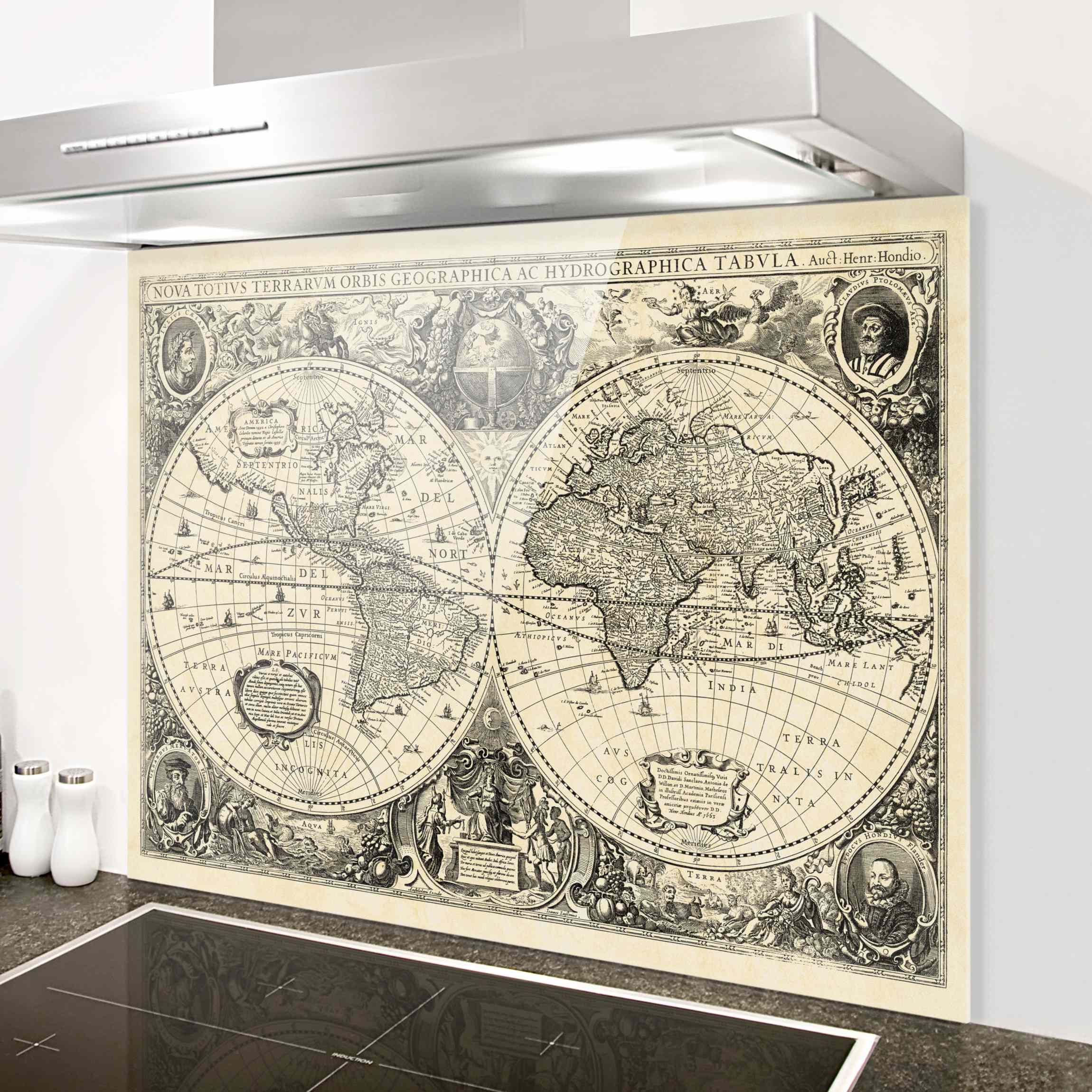 Spritzschutz Vintage Weltkarte Antike Illustration
