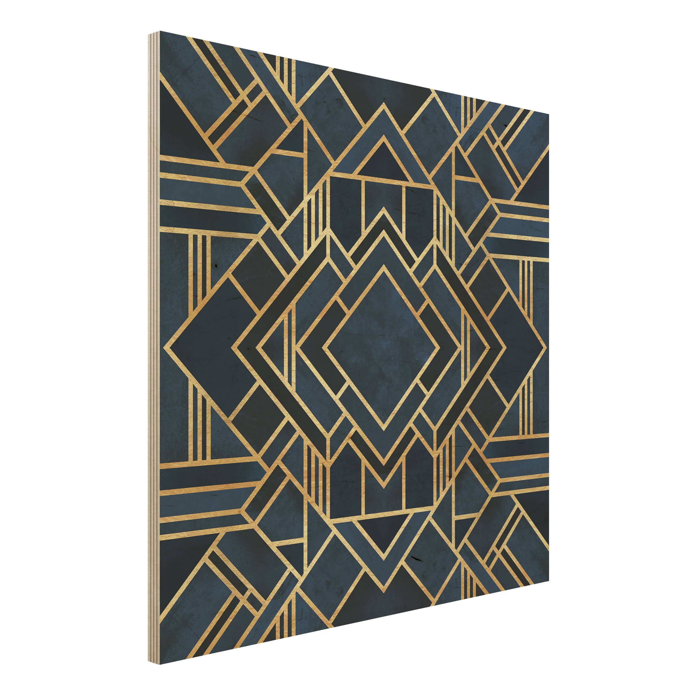 Holzbild - Quadrat Art Deco Gold