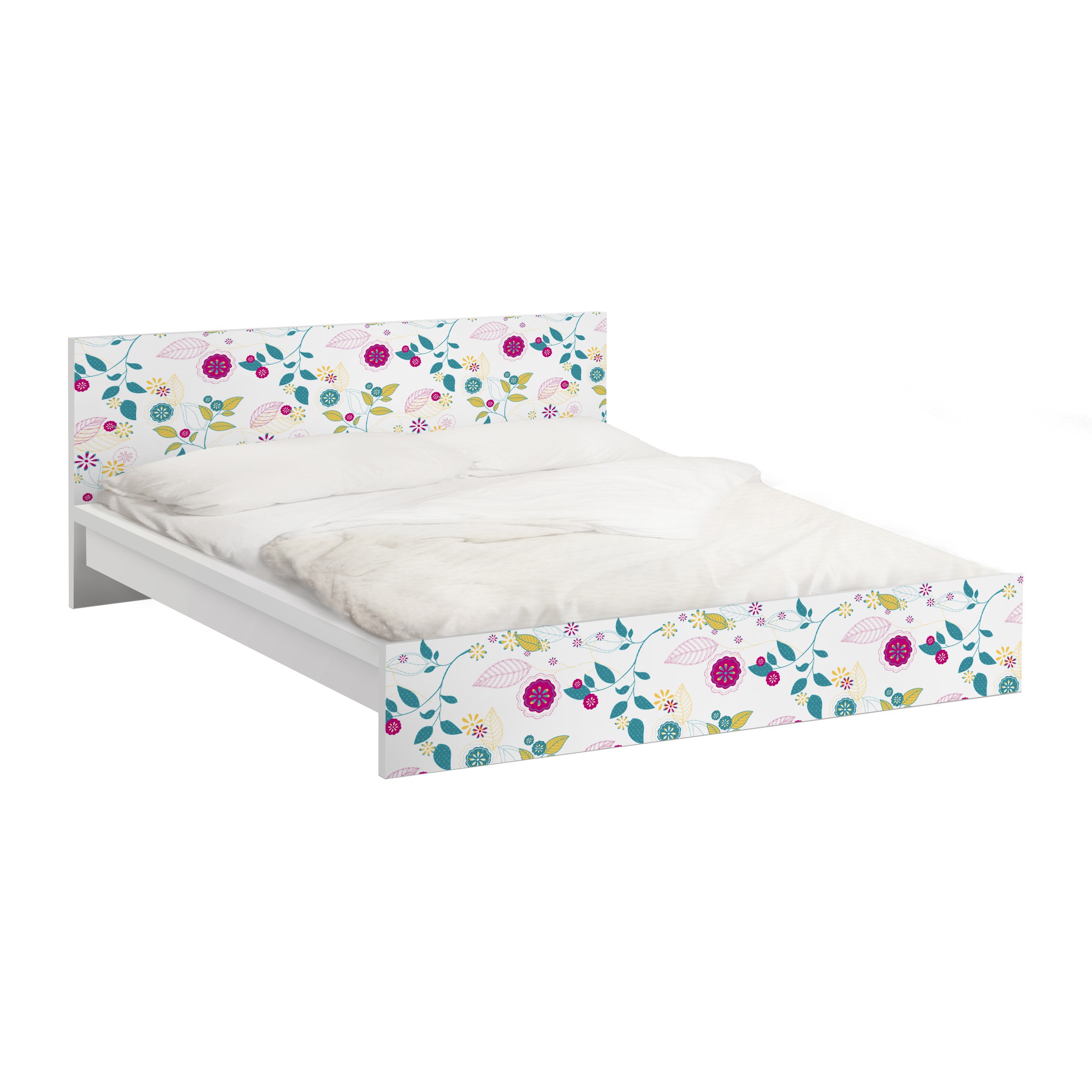 Möbelfolie für IKEA Malm Bett 140 cm Breite Blumencocktail