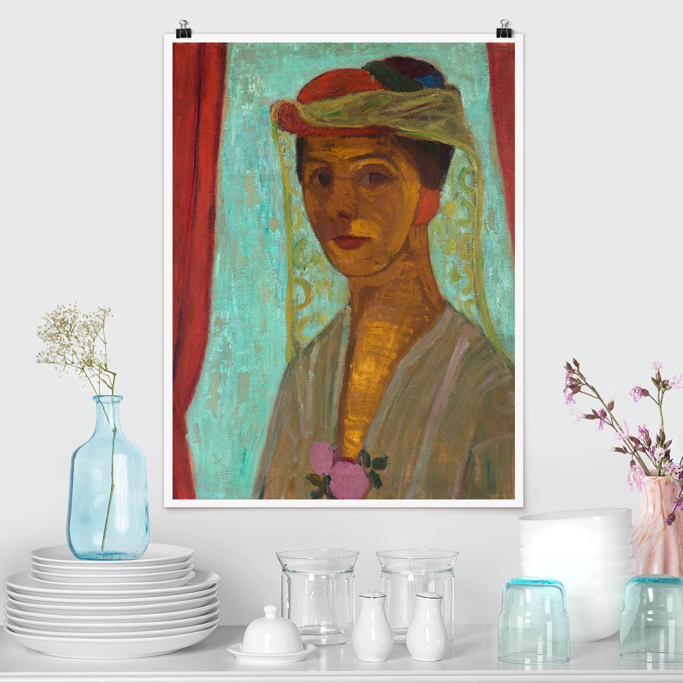 Poster Kunstdruck Paula Modersohn-Becker - Selbstbildnis mit Hut