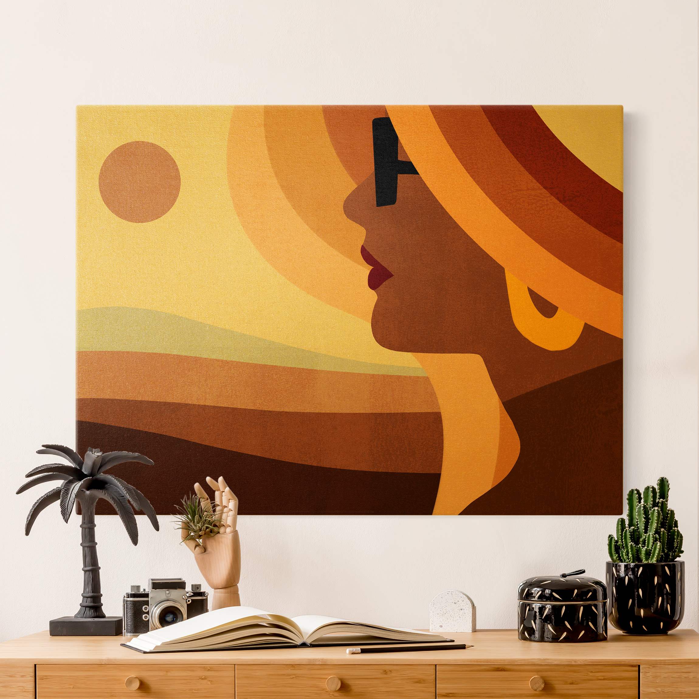 Leinwandbild Frau mit Sonnenbrille