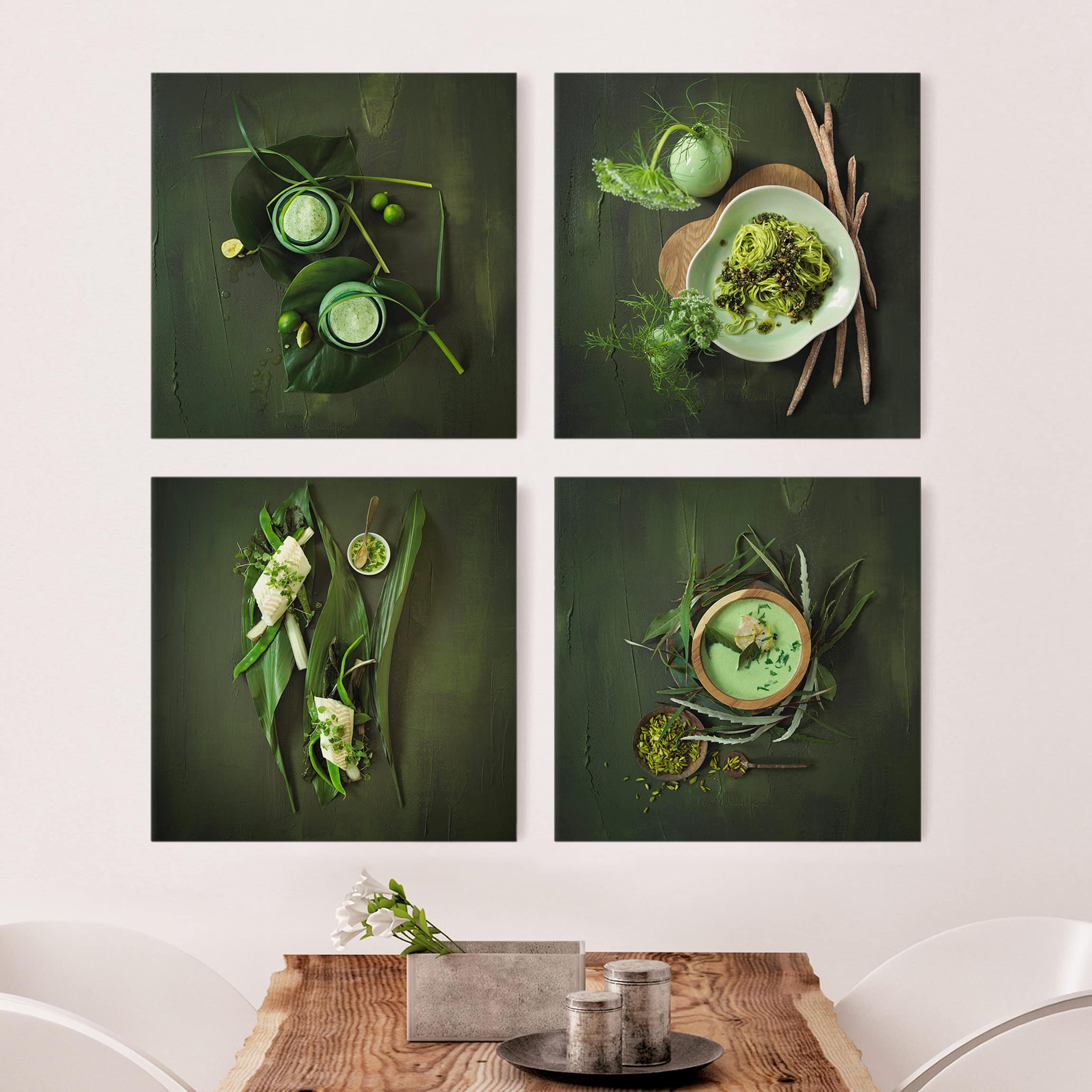 4-teiliges Leinwandbild Küche Italienische Spezialitäten