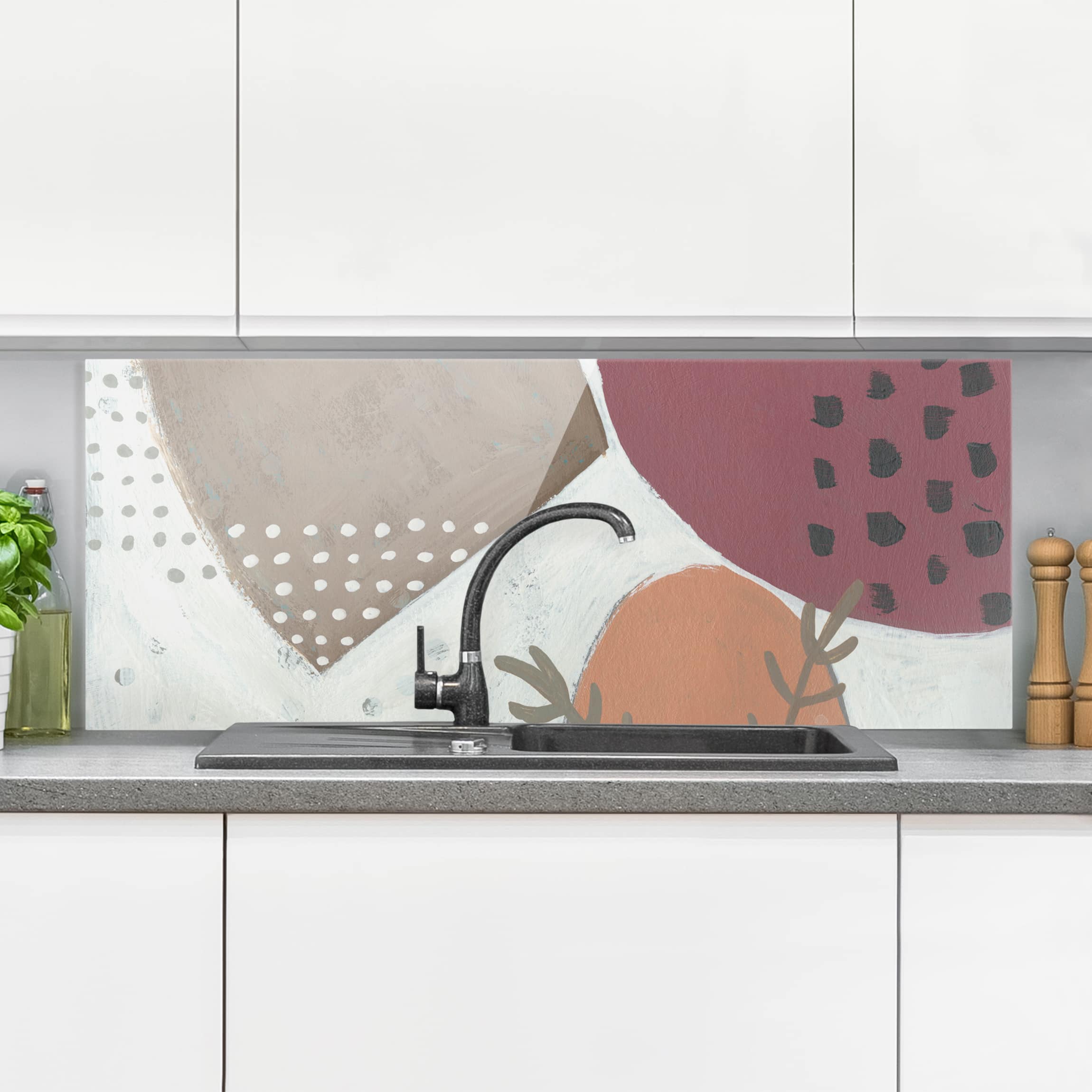 Glas Spritzschutz - Panorama Karneval der Formen in Lachs II