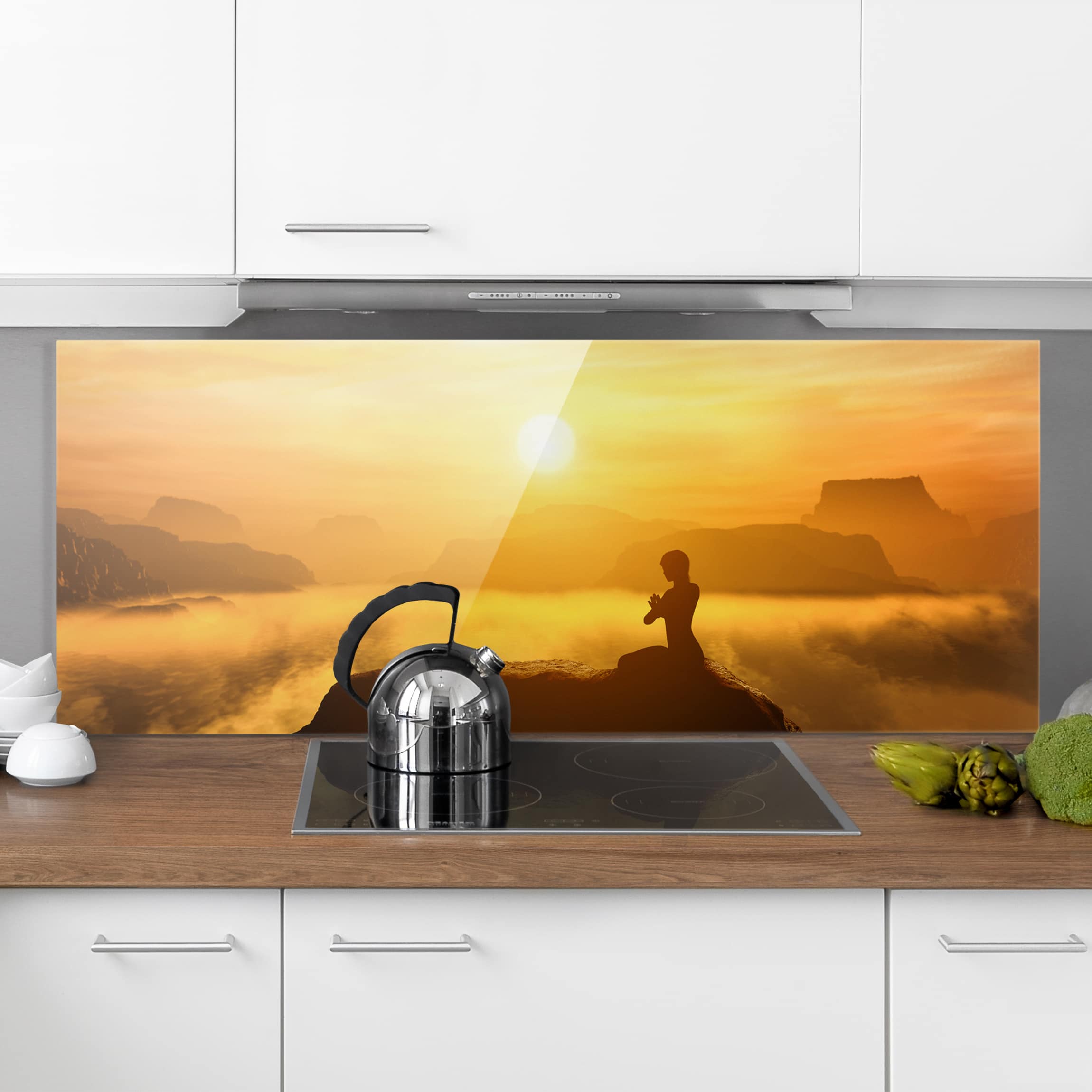 Glas Spritzschutz Yoga Meditation