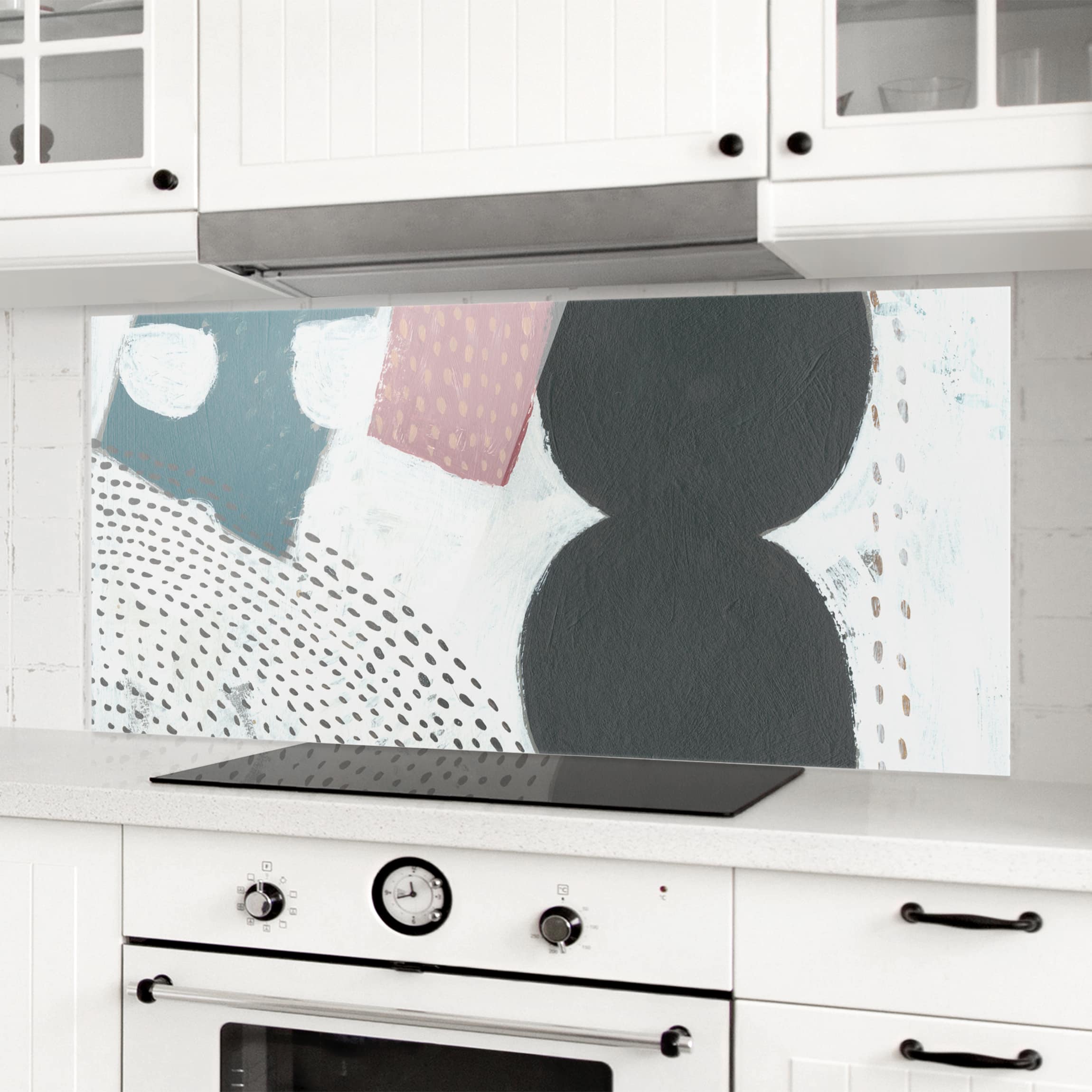 Glas Spritzschutz - Panorama Karneval der Formen in Petrol I