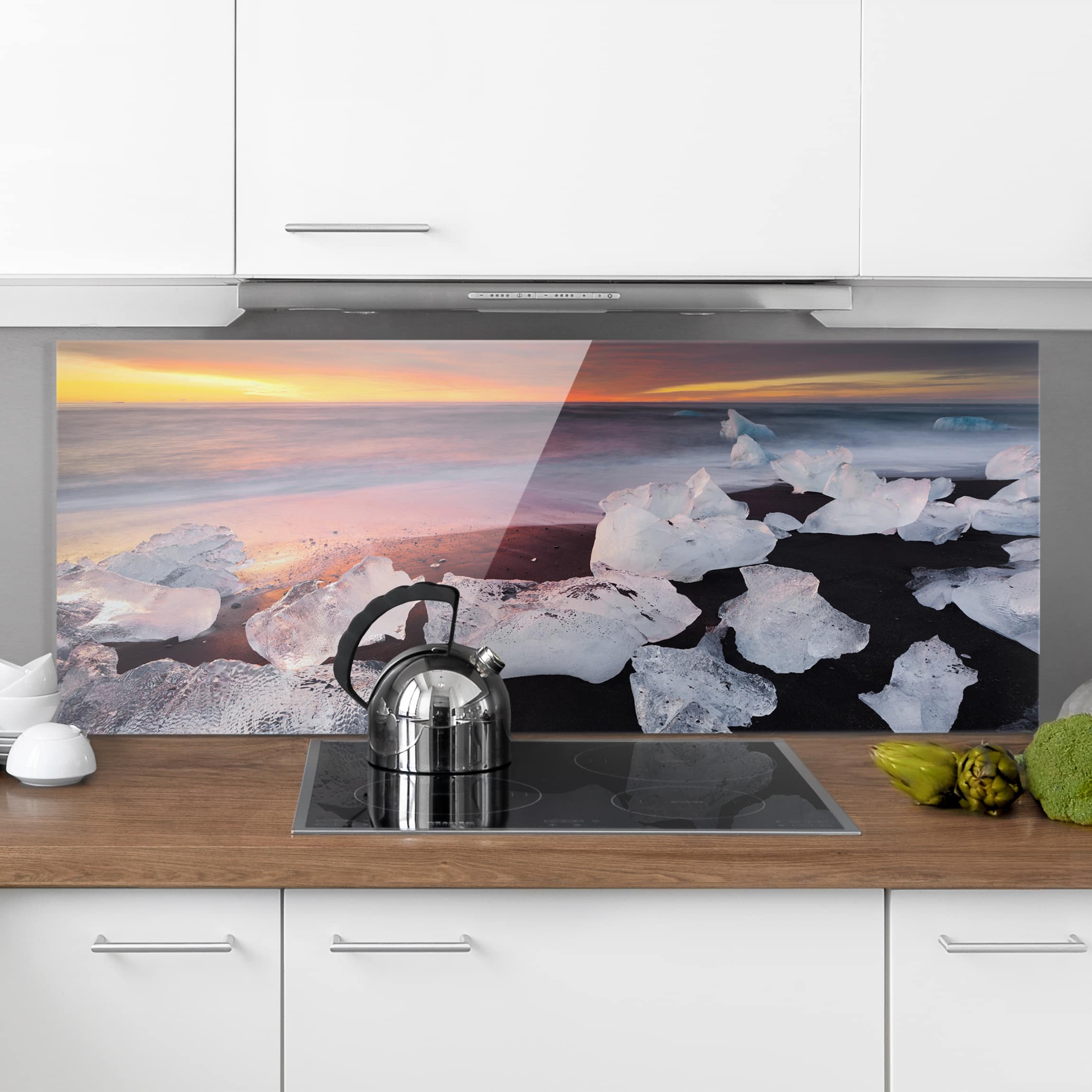 Glas Spritzschutz - Panorama Eisbrocken Jökulsárlon Island