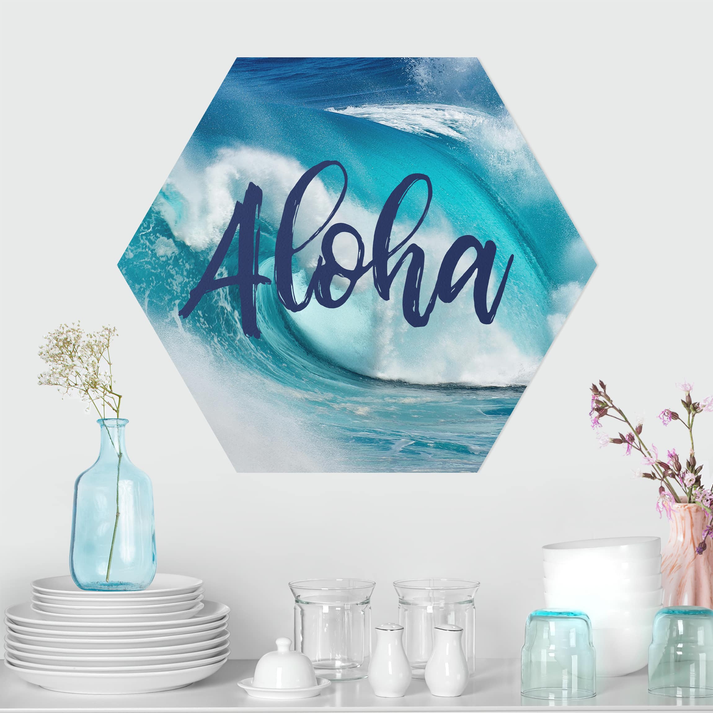 Hexagon-Alu-Dibond Bild Aloha