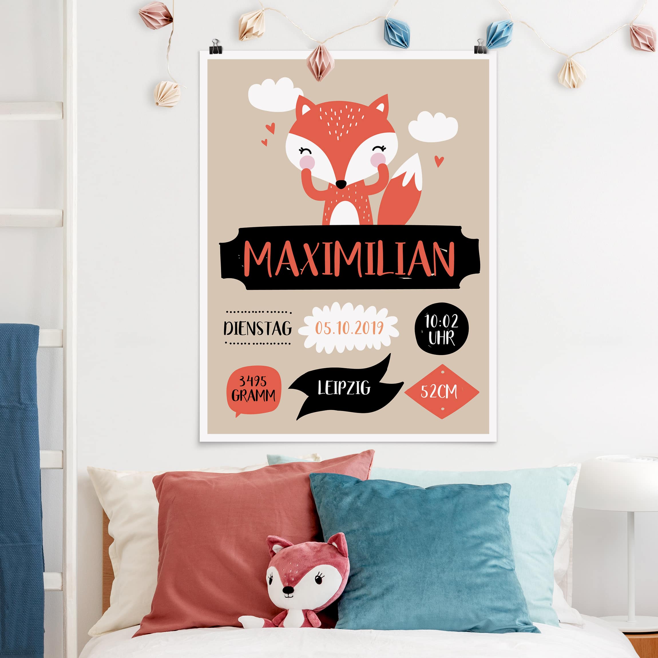 Poster - Hochformat Der freche Fuchs Wunschtext