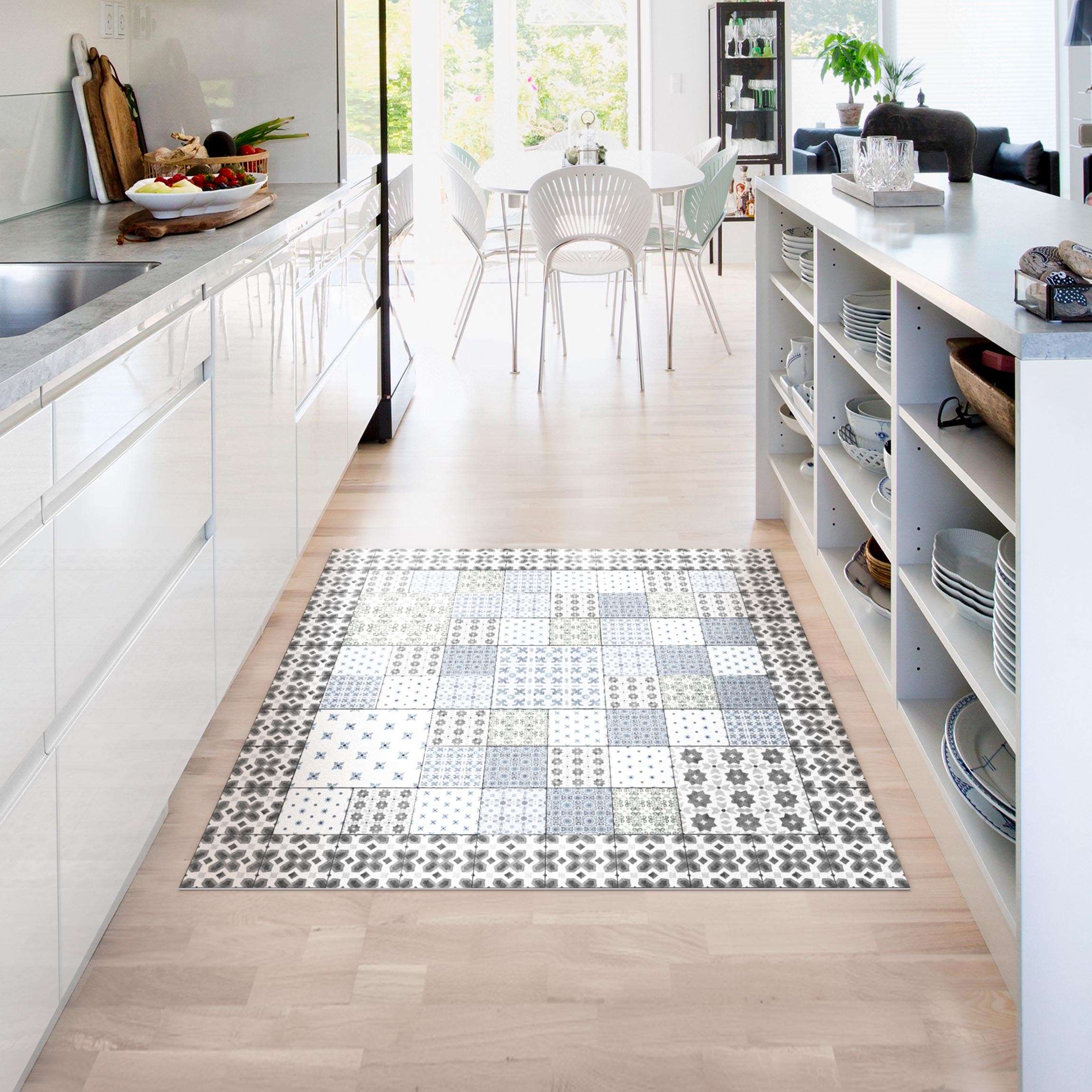 Vinylteppich Marokkanische Fliesen Kombination Rabat mit Fliesenrahmen