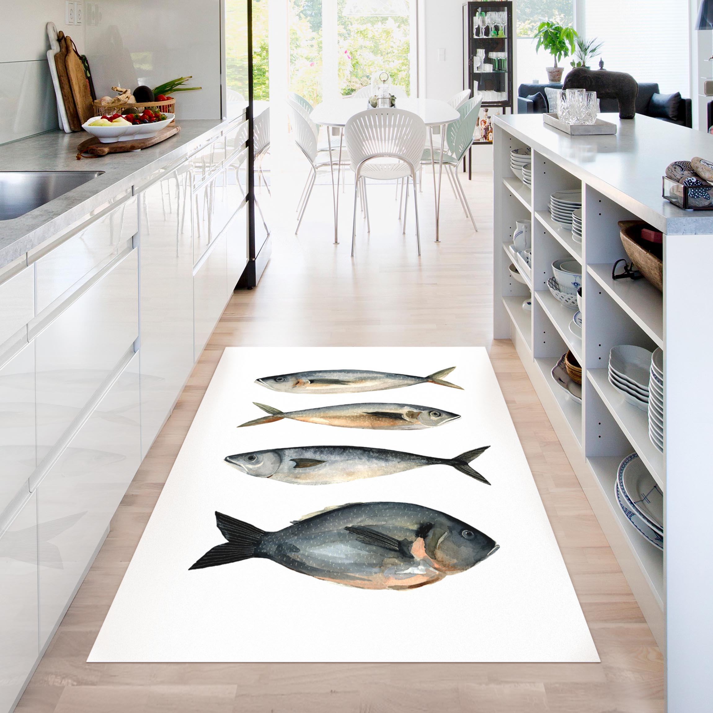 Vinylteppich Vier Fische in Aquarell I