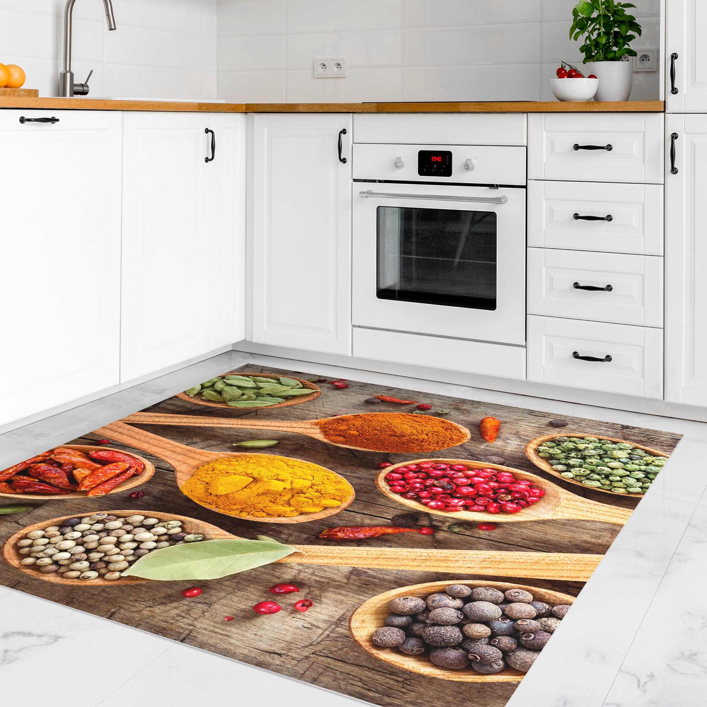 Vinylteppich Gewürze auf Holzlöffel