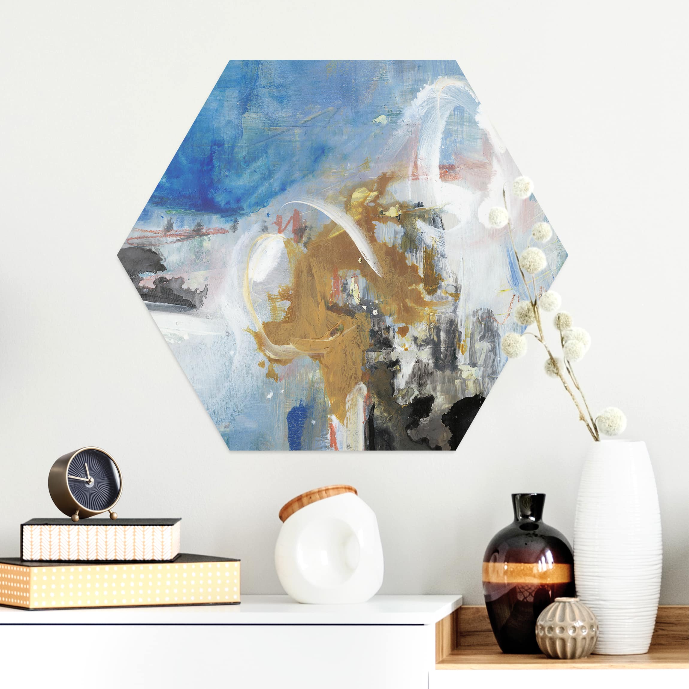 Hexagon-Alu-Dibond Bild Wechselspiel Abstrakt II