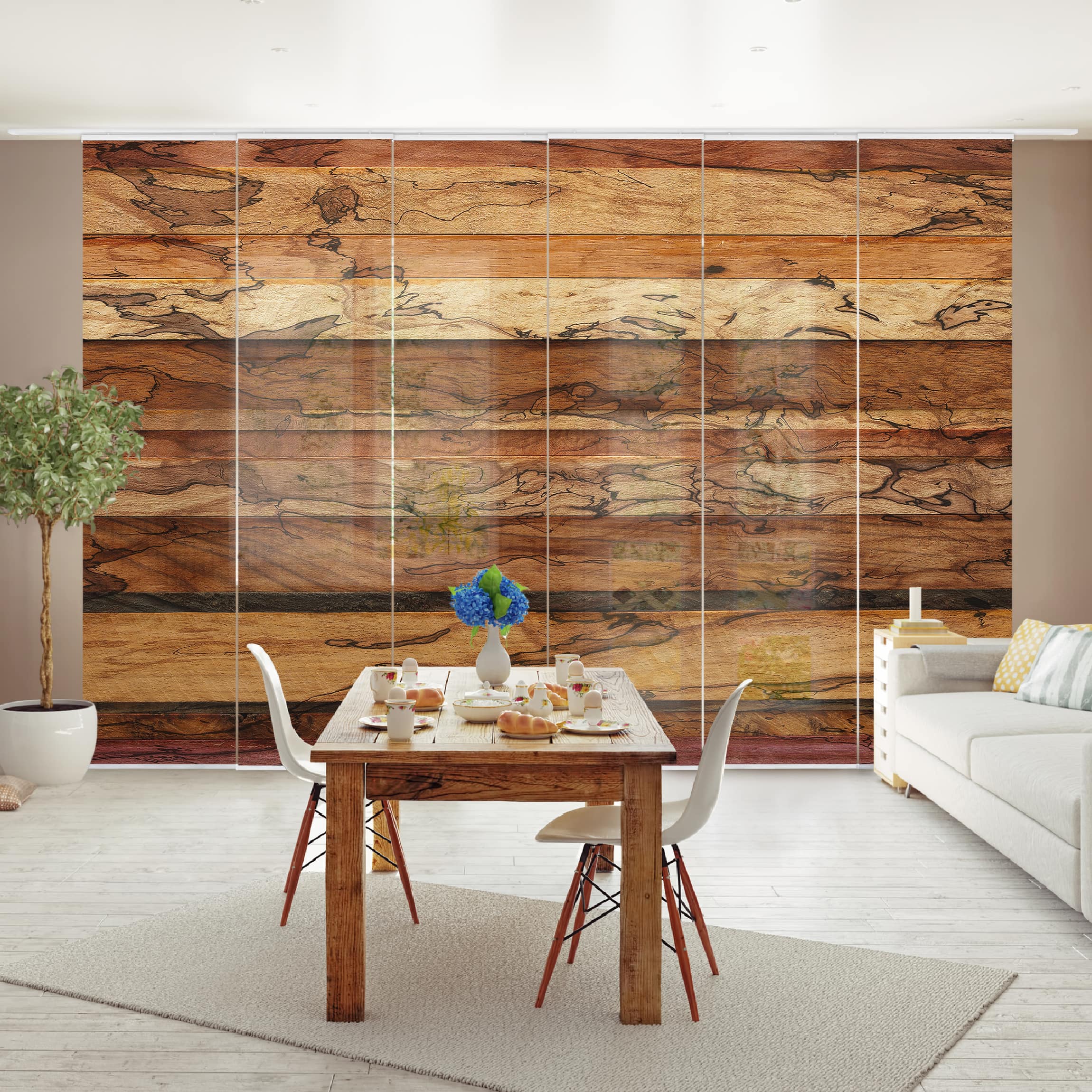 Schiebegardine Woody Flamed Garderobe