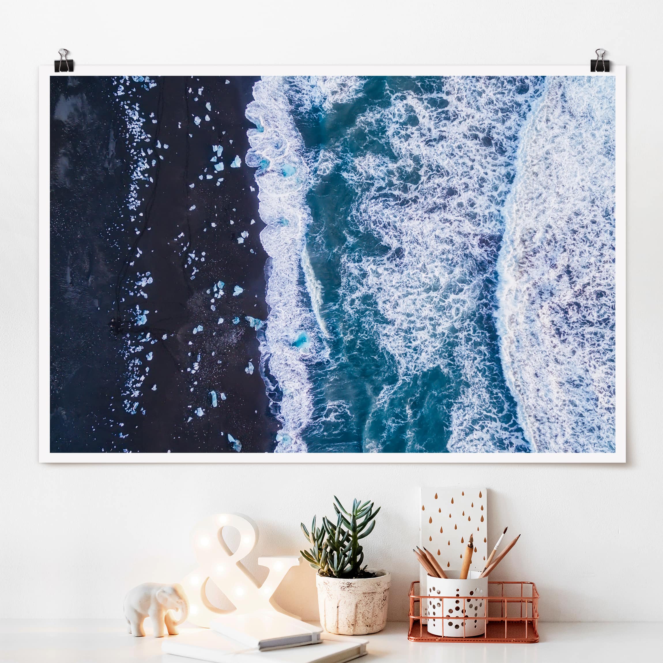 Poster - Querformat Luftbild - Jökulsárlón in Island vertikal