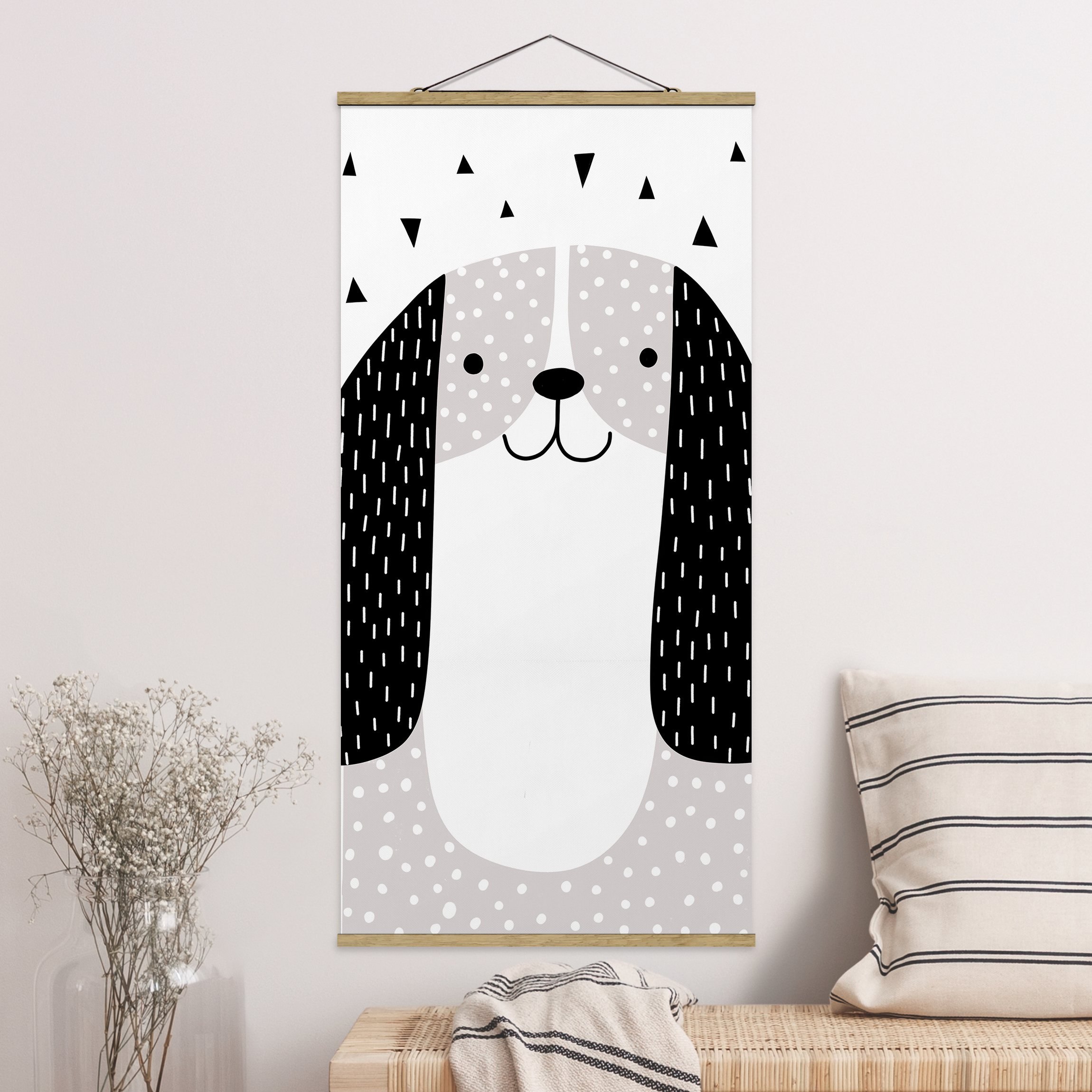 Stoffbild - Hochformat Tierpark mit Mustern - Hund