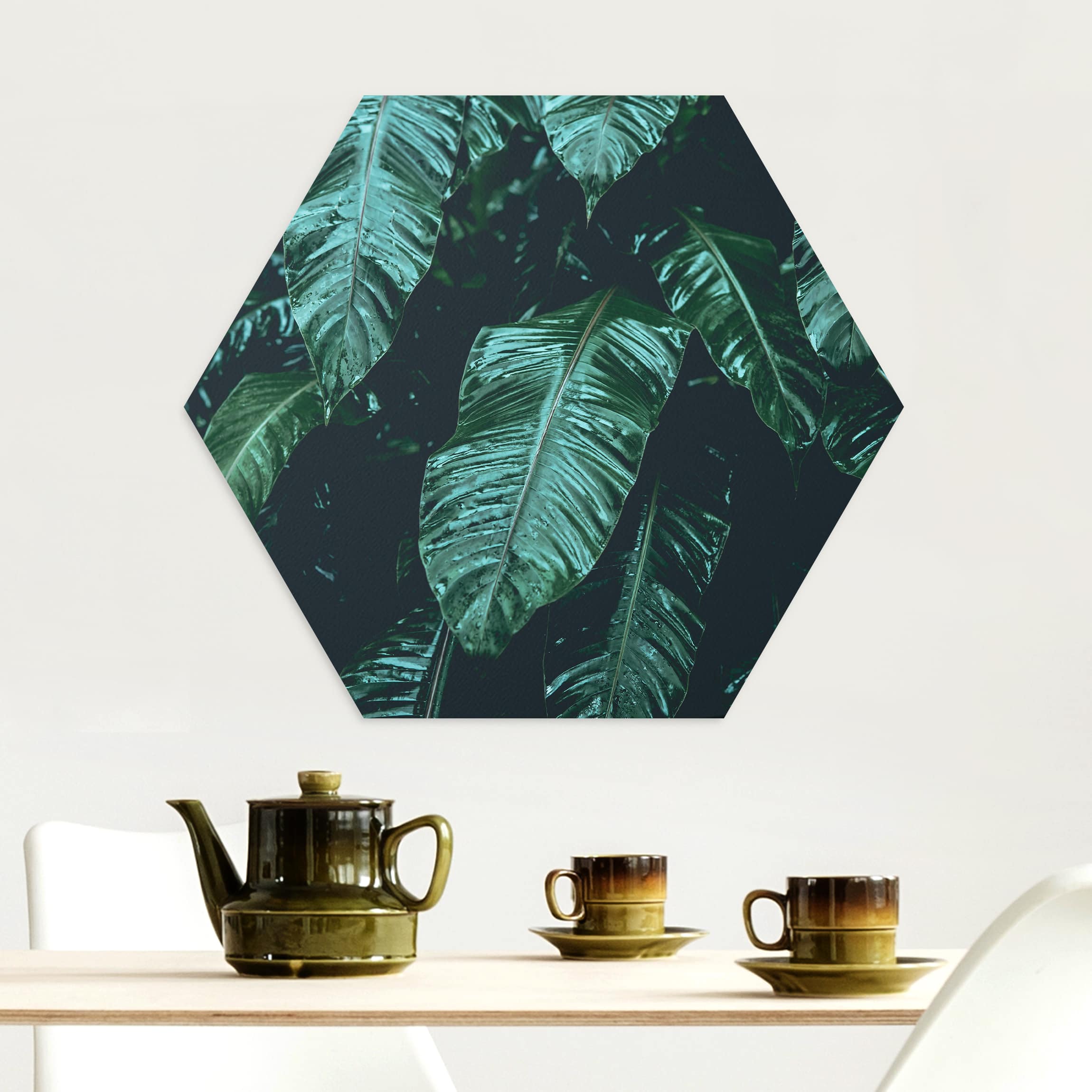 Hexagon-Alu-Dibond Bild Tropische Pflanzen II