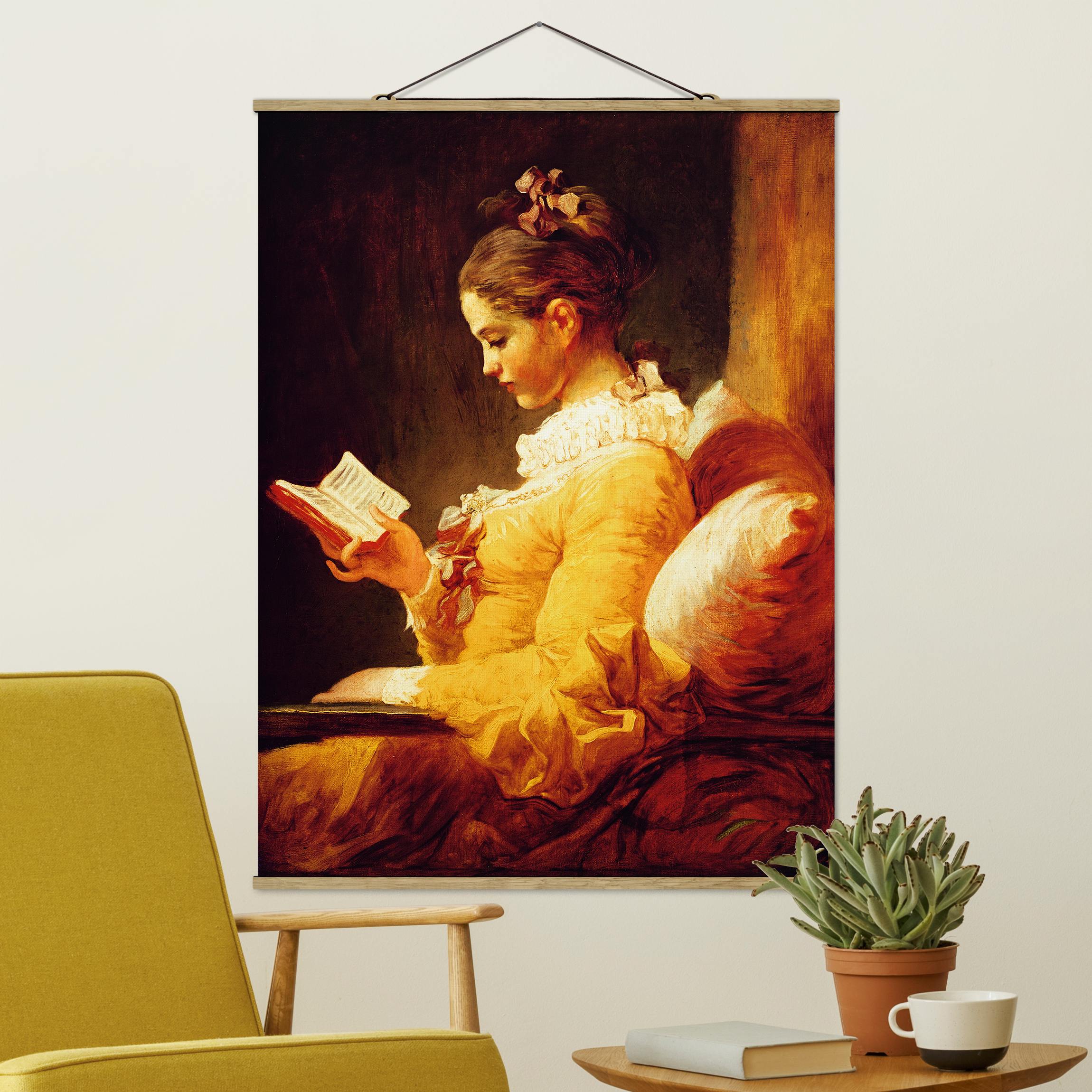 Stoffbild - Hochformat Jean Honoré Fragonard - Lesendes Mädchen