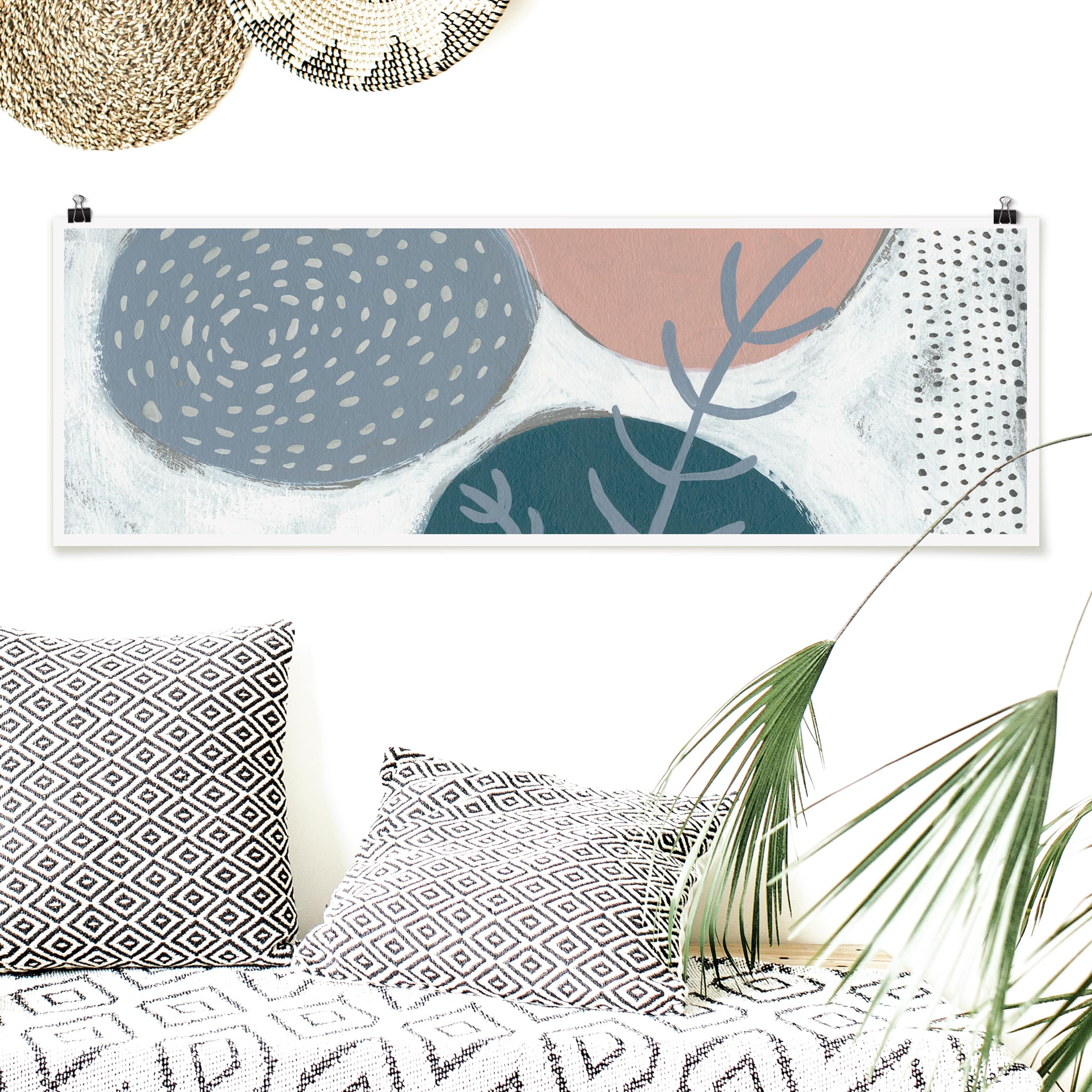 Panorama Poster Karneval der Formen in Petrol II