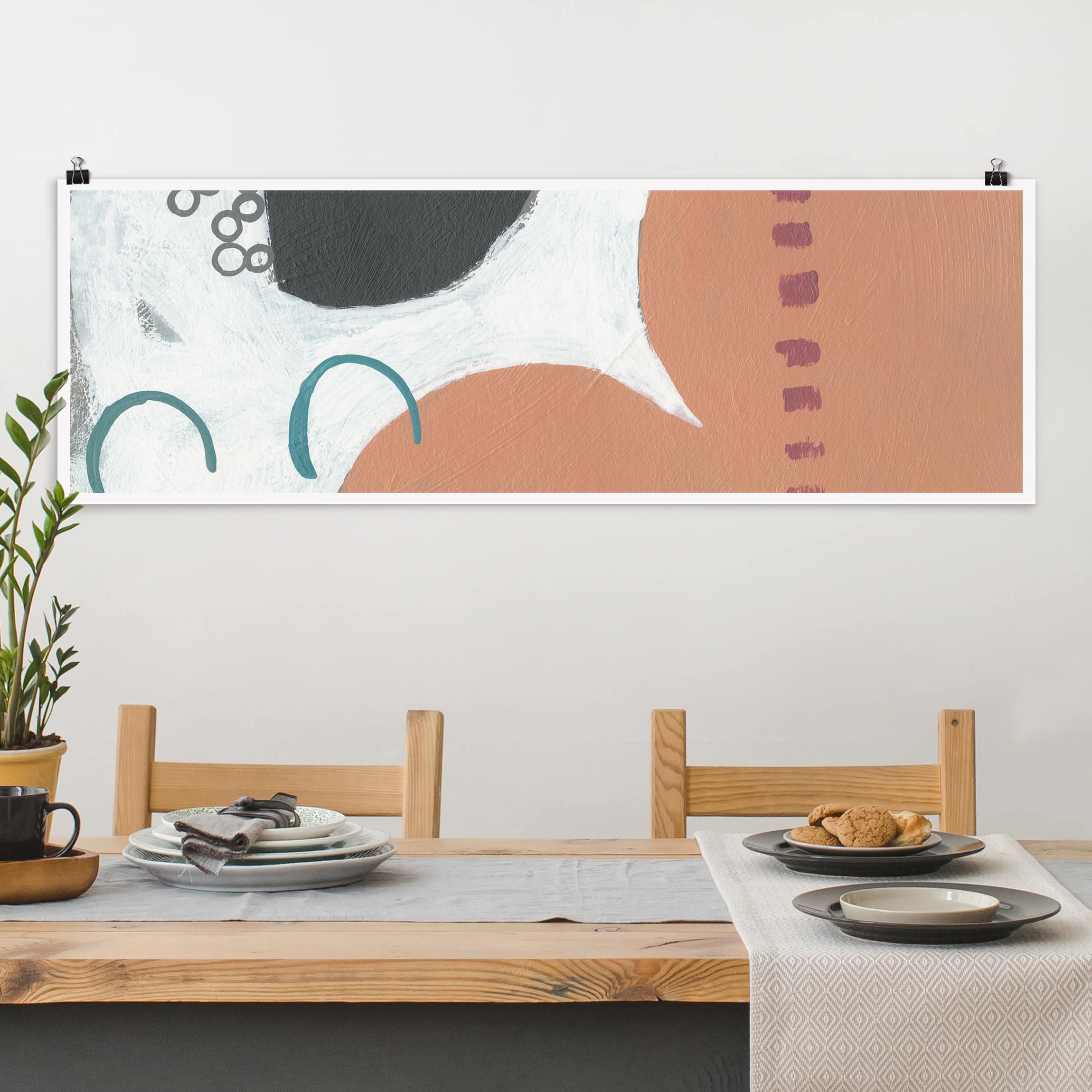 Panorama Poster Karneval der Formen in Lachs III