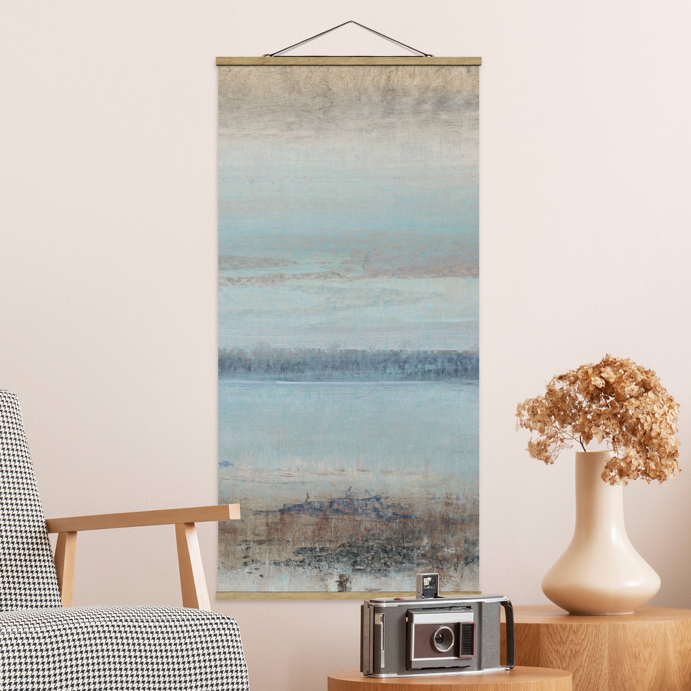 Stoffbild - Hochformat Horizont über Blau II