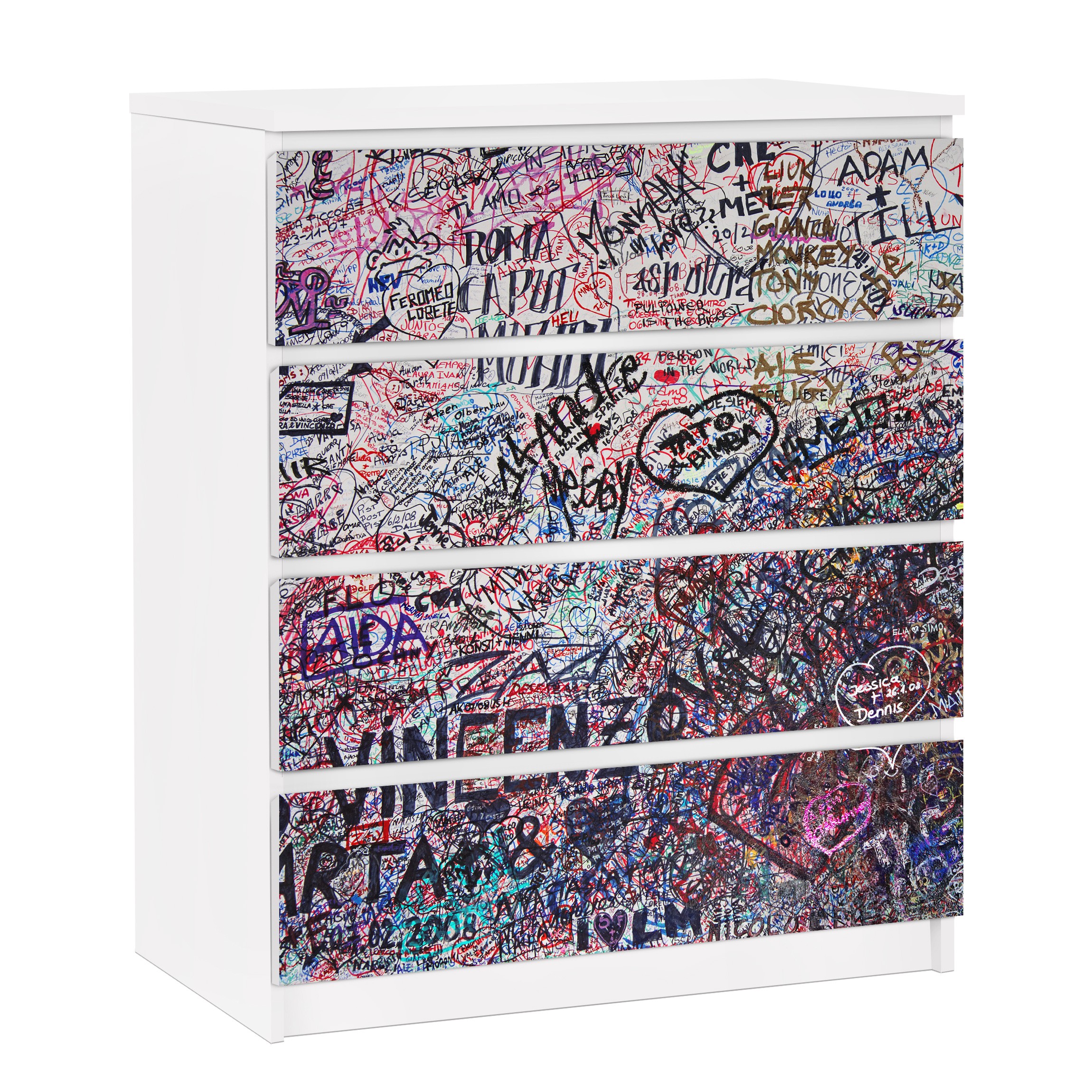 Möbelfolie für IKEA Malm Kommode 4 Schubladen Verona Romeo & Julia