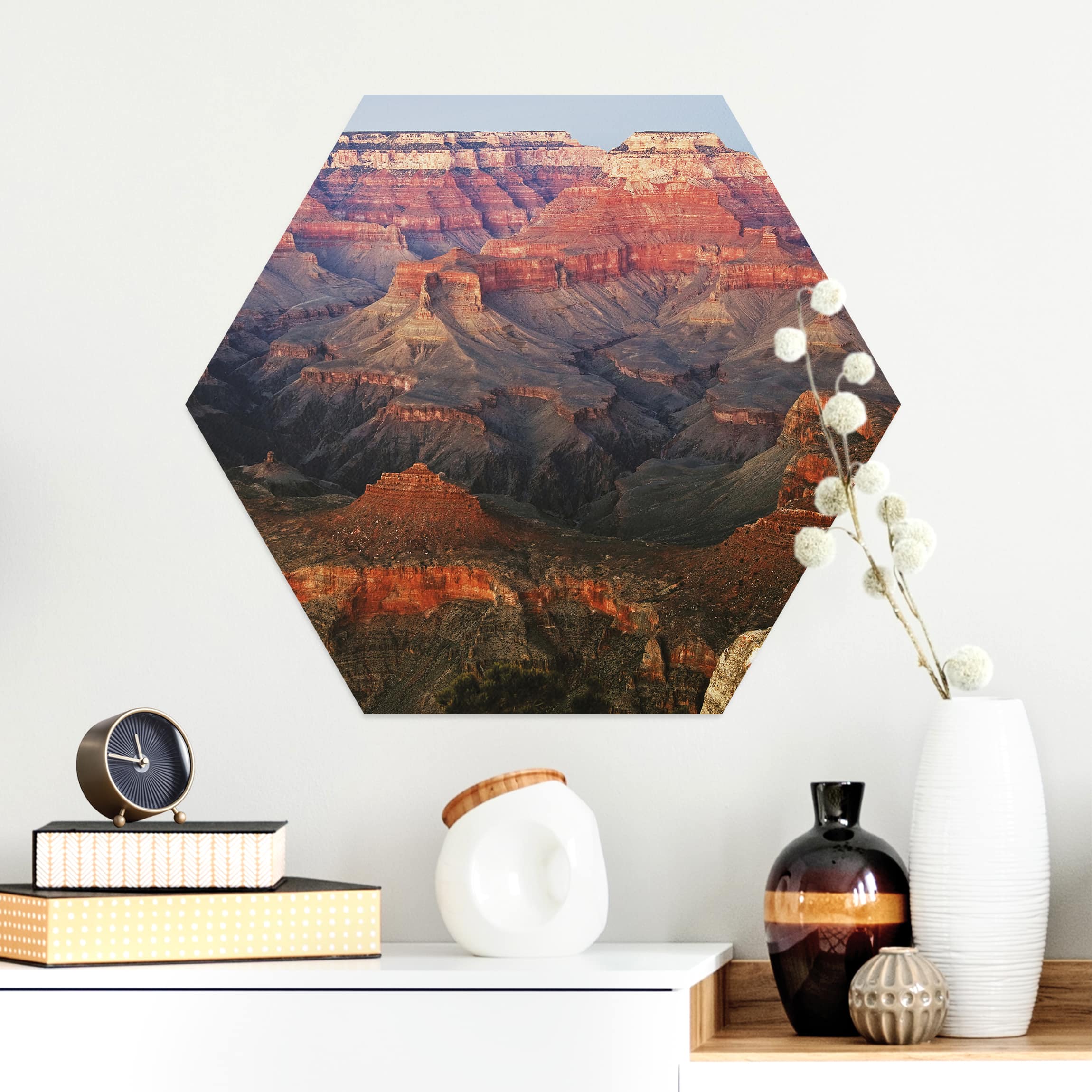 Hexagon-Alu-Dibond Bild Grand Canyon nach dem Sonnenuntergang
